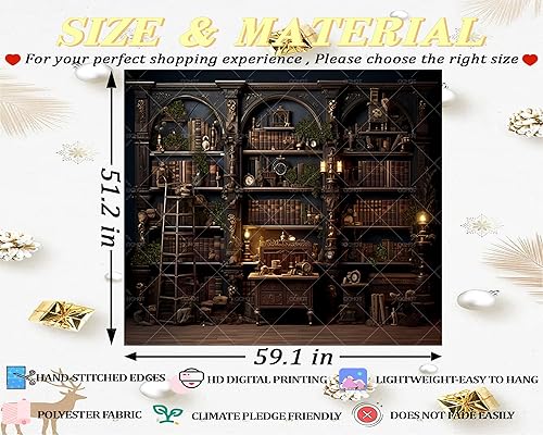 Miniatura 2 de QGHOT Tapiz vintage para colgar en la pared, tapiz de pared de biblioteca retro, libros antiguos en estante, sala de estudio clásica, estudiante,