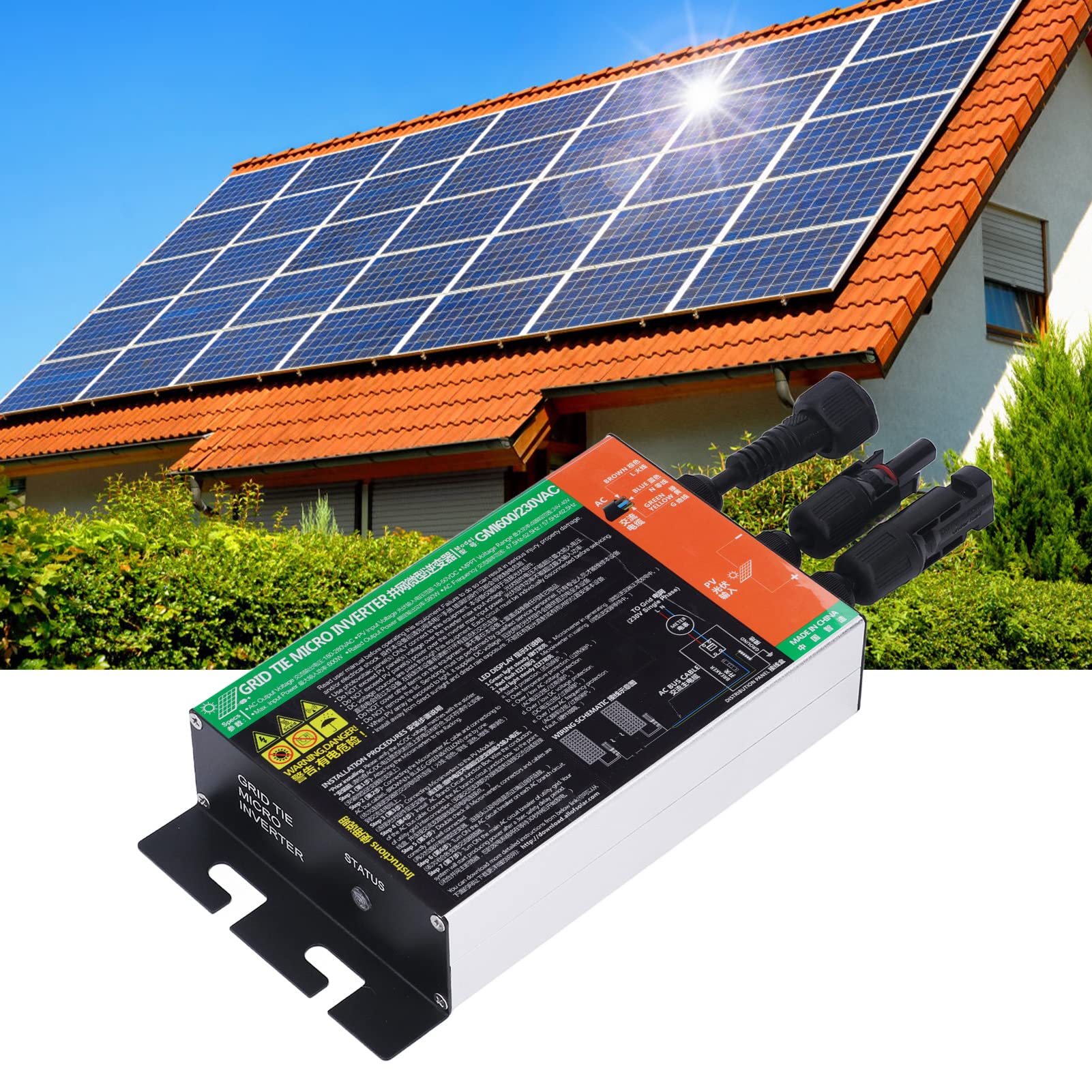 Keenso Inversor Micro Grid Tie 230V para Sistemas Solares Domésticos (600W)