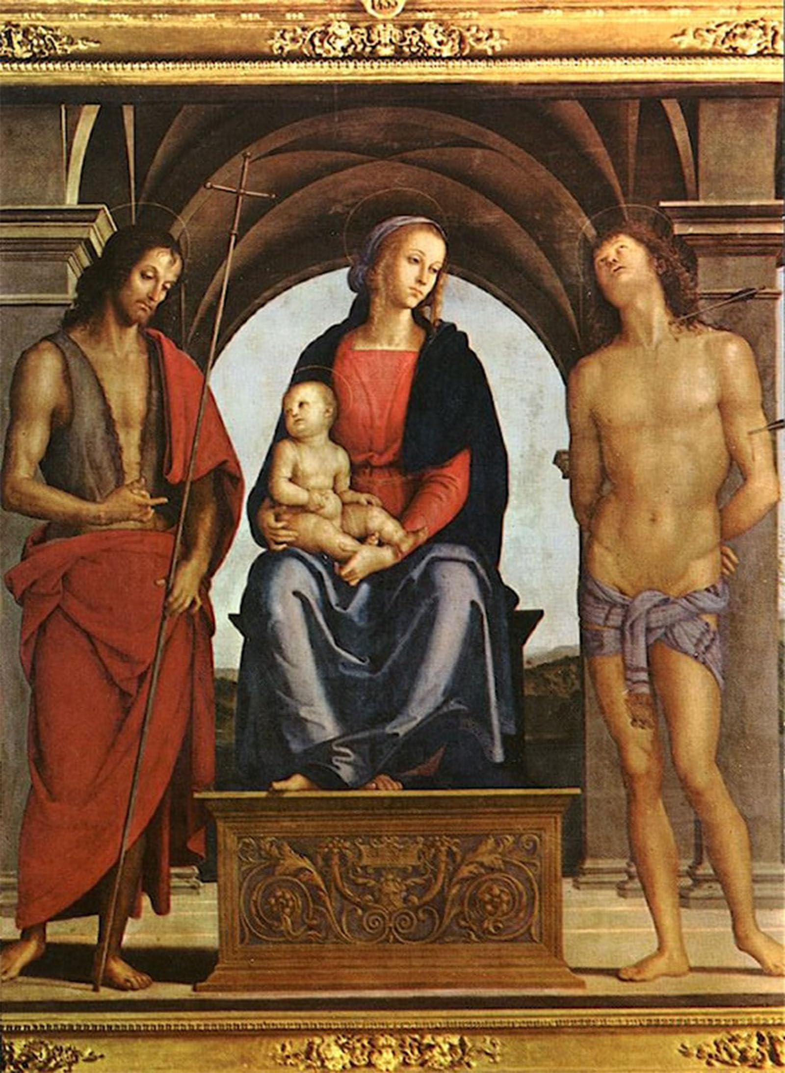 ARTXLXXBN Famous Print Painting Colorful Art Print The Lady between the Baptist and St. Pietro Perugino Canvas Art Decorations for Home Decor 60x90cm