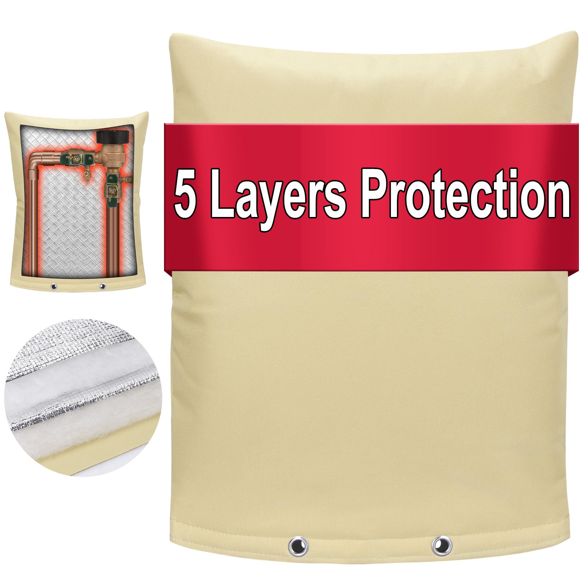 Photo 1 of 20" W x 26" H Backflow Preventer Insulation Cover - Waterproof & Weatherproof Outdoor Pipe Freeze Protection, Heavy-Duty Insulated Jacket for Winter Pipe Protection