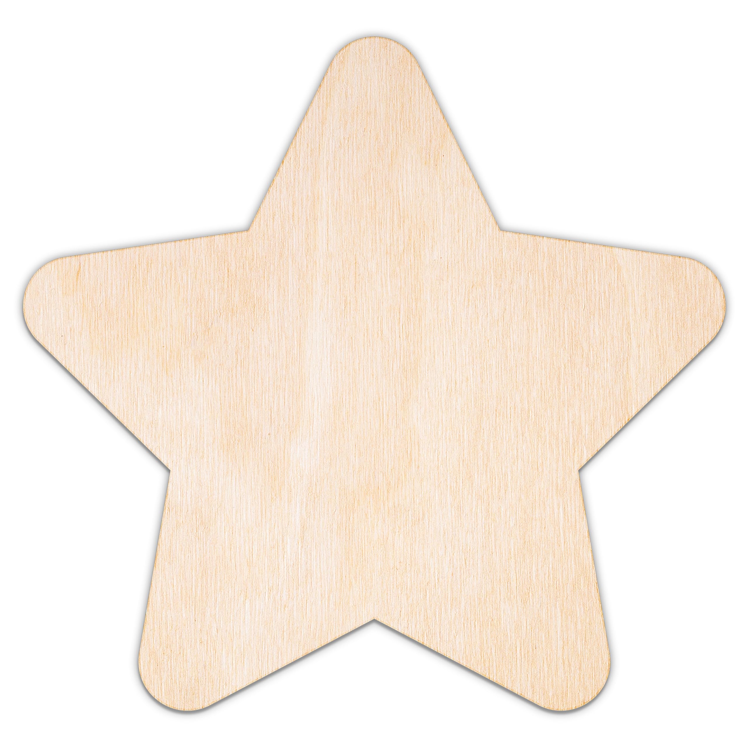 Creative Deco Personalised Wooden Plywood/MDF Cutout Shape Weather & Nature | Star | Size 5-60cm | 3mm Thickness | Laser Cut Wall Decoration Decoupage
