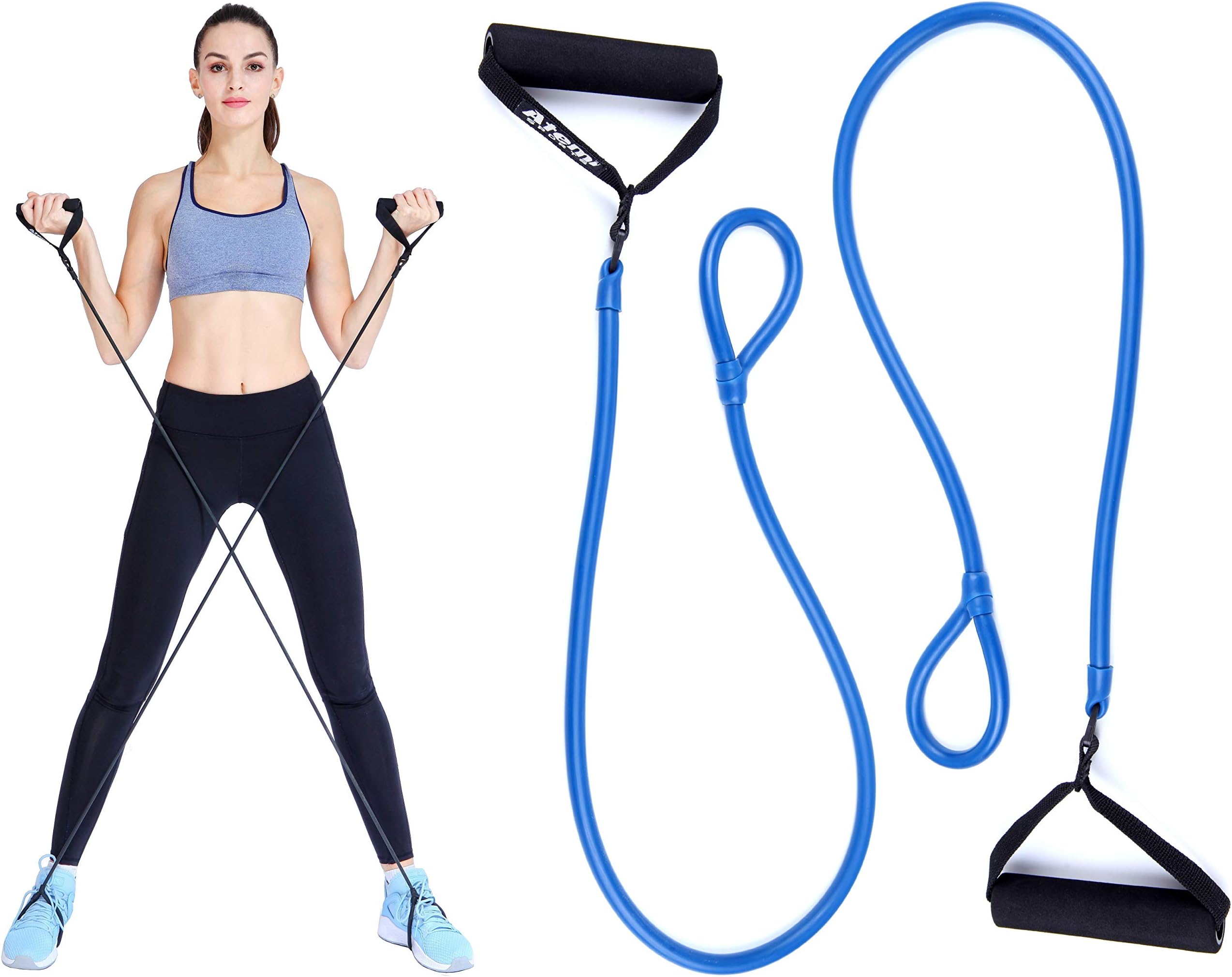 Atemi Sports Resistance Tubes | Dual Resistance Bands with Foot Loop | Exercise Bands for Home Workout, Yoga, Pilates and Weight Loss