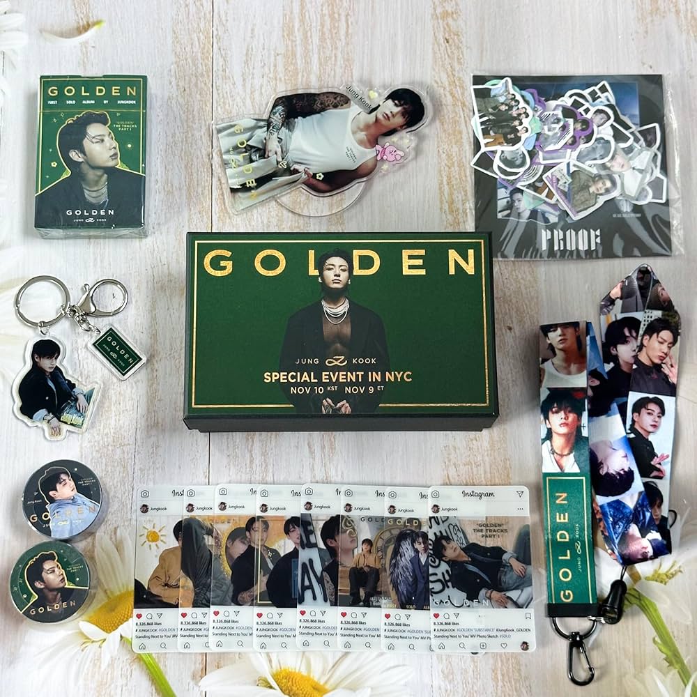 BTS JUNGKOOK Golden Album Merch Gift Box Set 55 PCS Lomo Card, 8