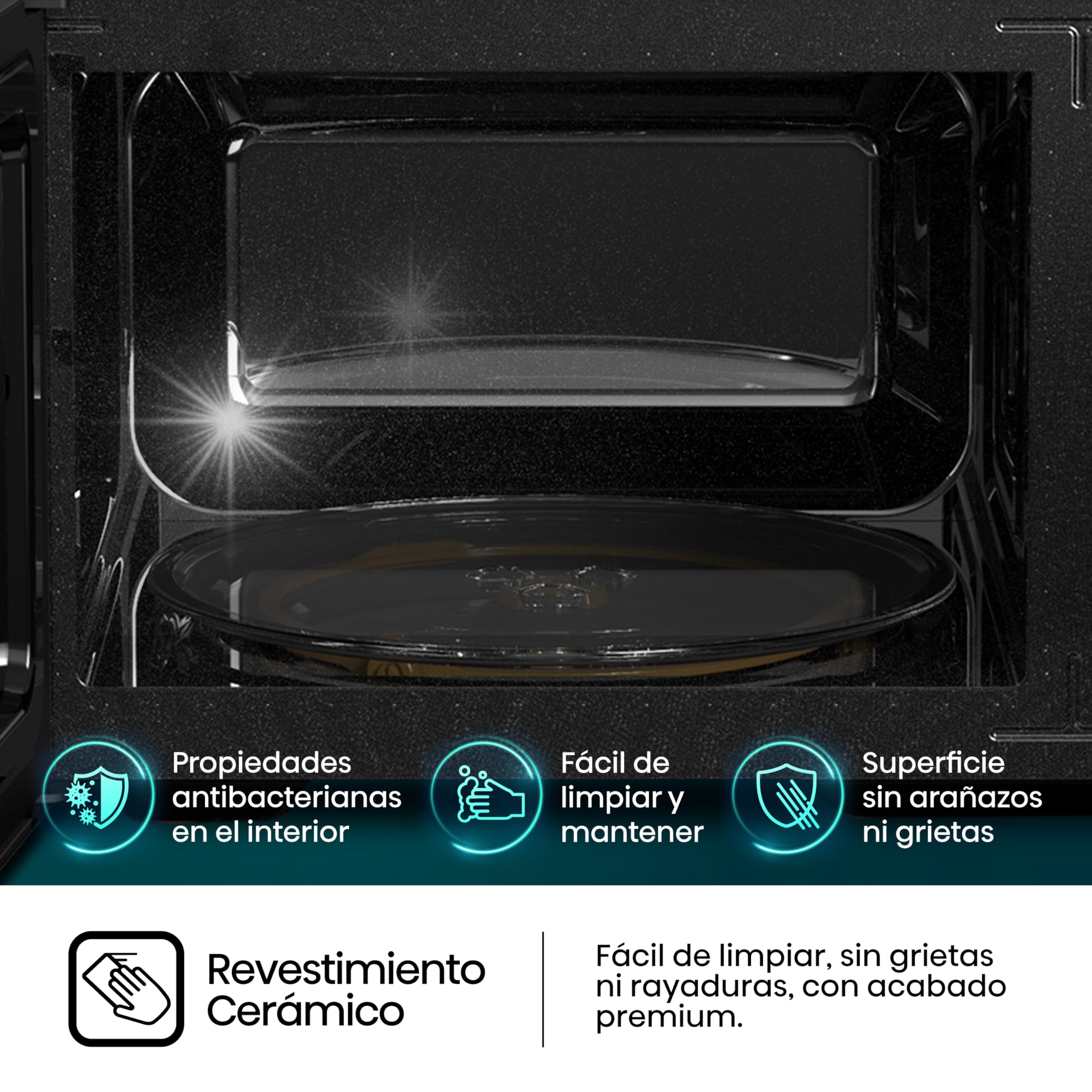 Hisense H23MOBSD1H - Microondas Digital con Grill 23L, 800W, Revestimiento Cerámico, Cristal Premium, 10 Niveles de Potencia, Función de Descongelación, 9 Programas Automáticos, Fácil limpieza