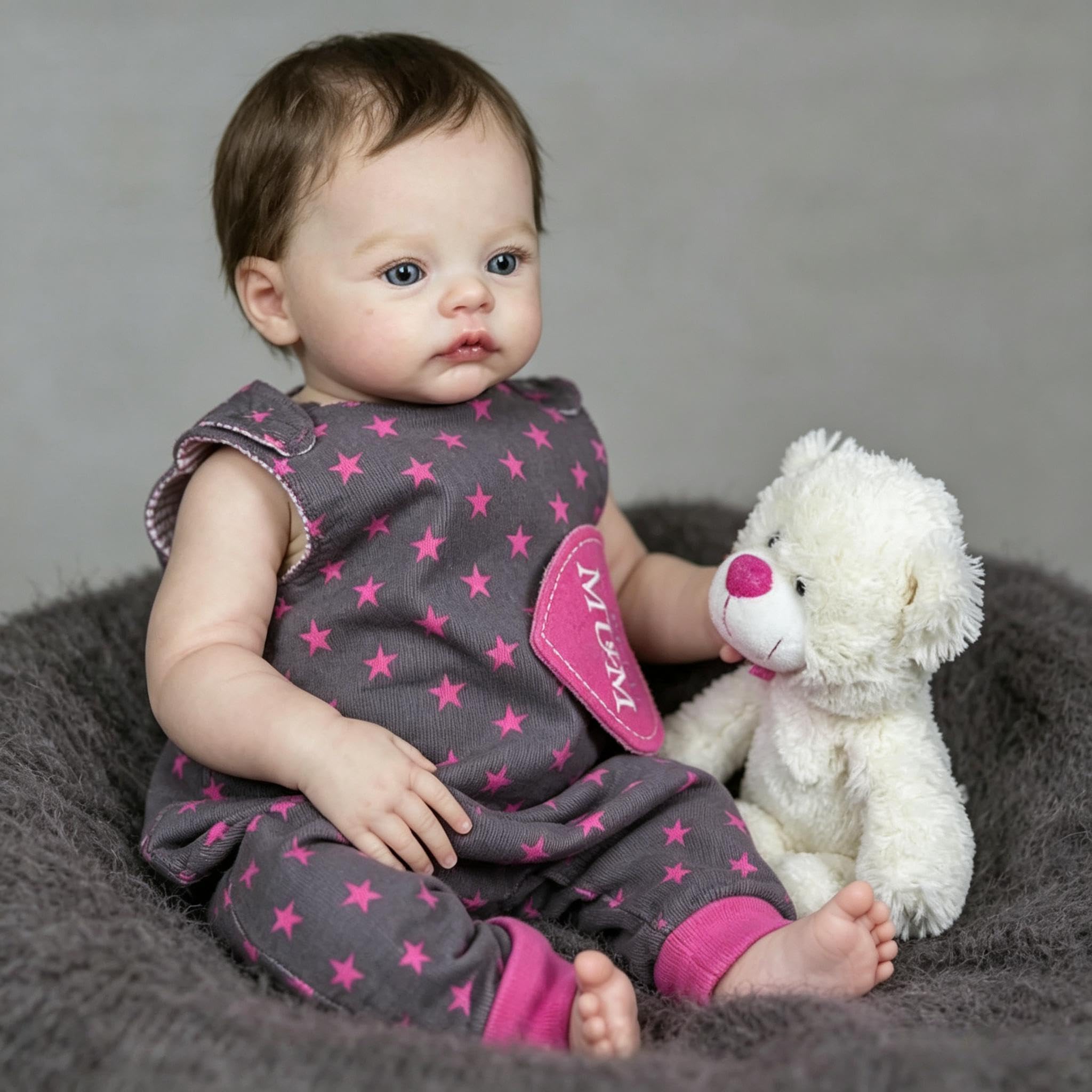 RXDOLL Winylowe lalki Reborn na całe ciało, 45 cm, prawdziwe życie, dla noworodka, dziewczynki z otwartymi oczami, ważone, realistyczne lalki niemowlęce, ręcznie robiona zabawka prezentowa z