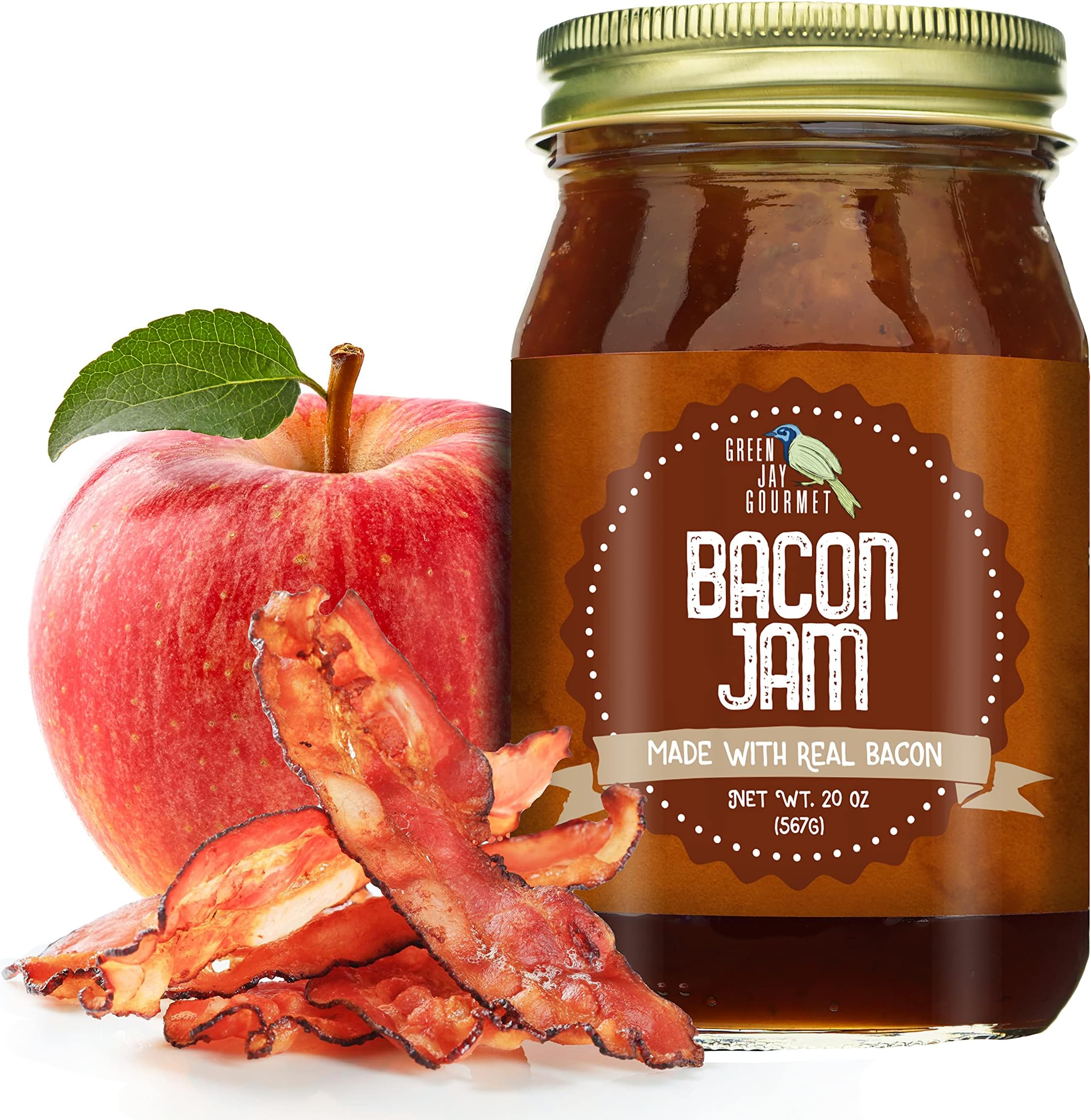 Bacon Jam - Classic Spread for Burgers, Sandwiches, Toast, Charcuterie - Sweet & Savory Flavoring for Meat Cuts, Poultry, Dressing - Zero Trans Fat, No MSG, Gluten-Free - 20 Ounces