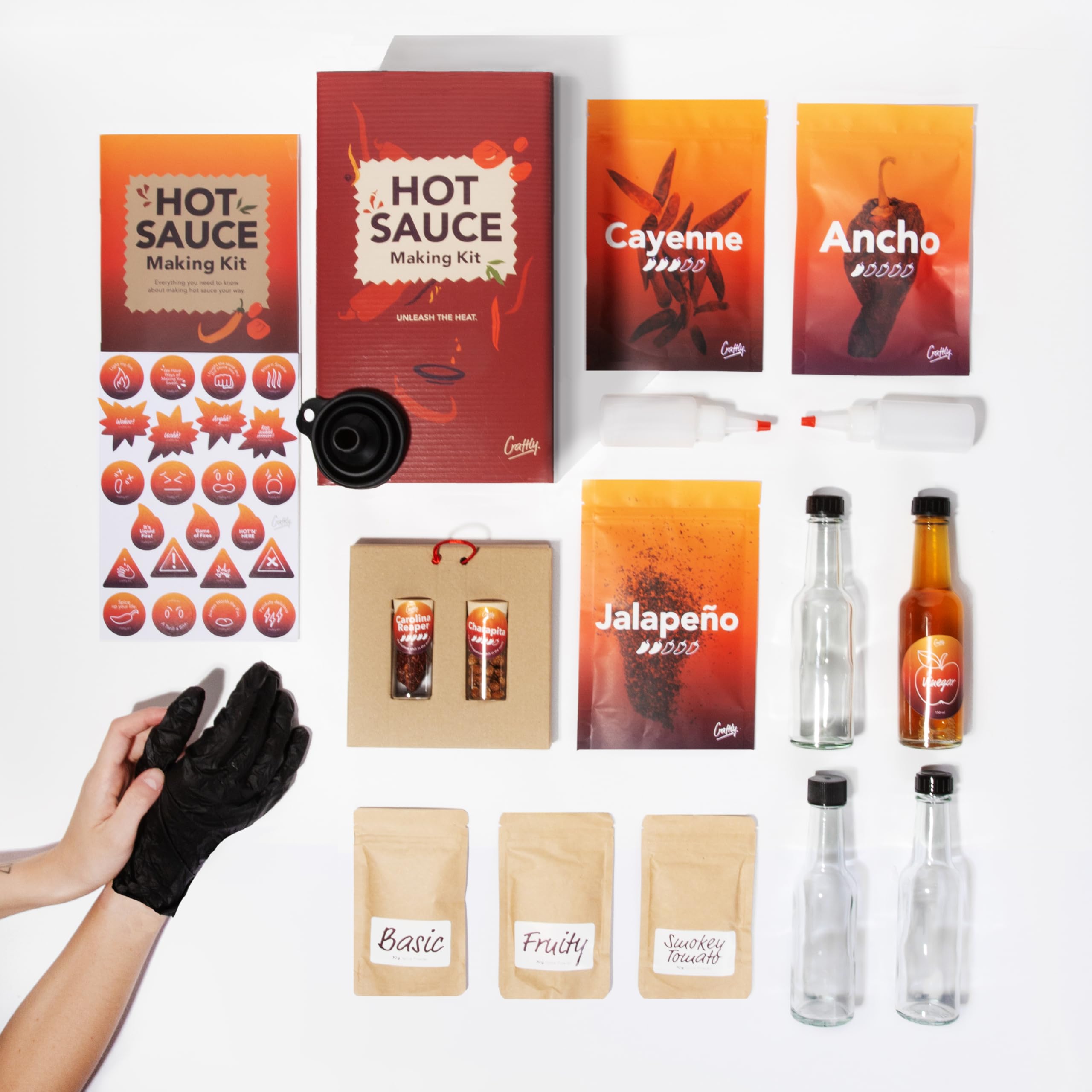 Chili-Set zum Selbermachen | DIY Hot Sauce Set | DIY Set Für Erwachsene | Ancho, Jalapeño, Cayenne, Charapita, Carolina Reaper | Tolles Geschenk-Set für Männer & Frauen
