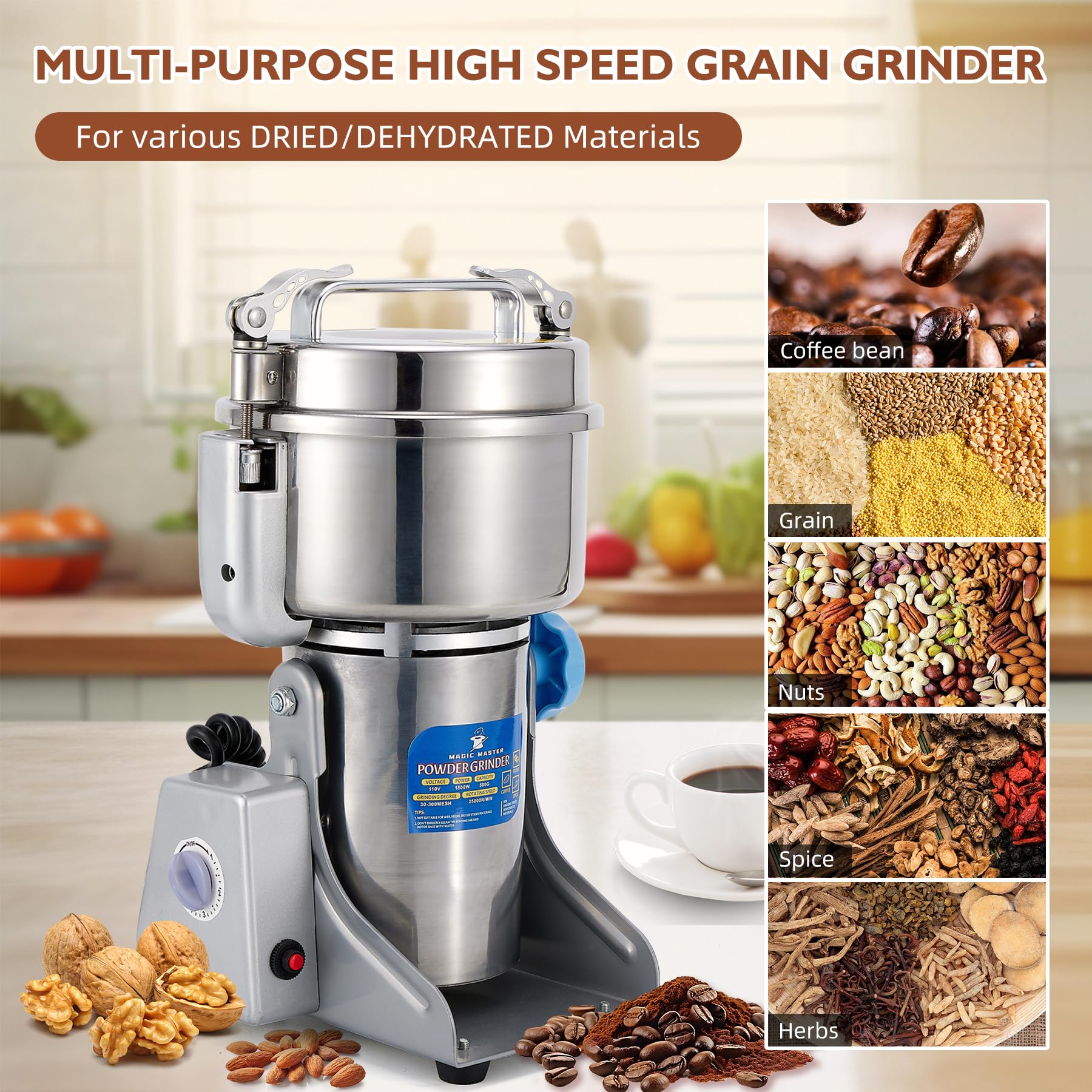 Amazon.com: MAGIC MASTER 500g Grain Mill Grinder Electric,High