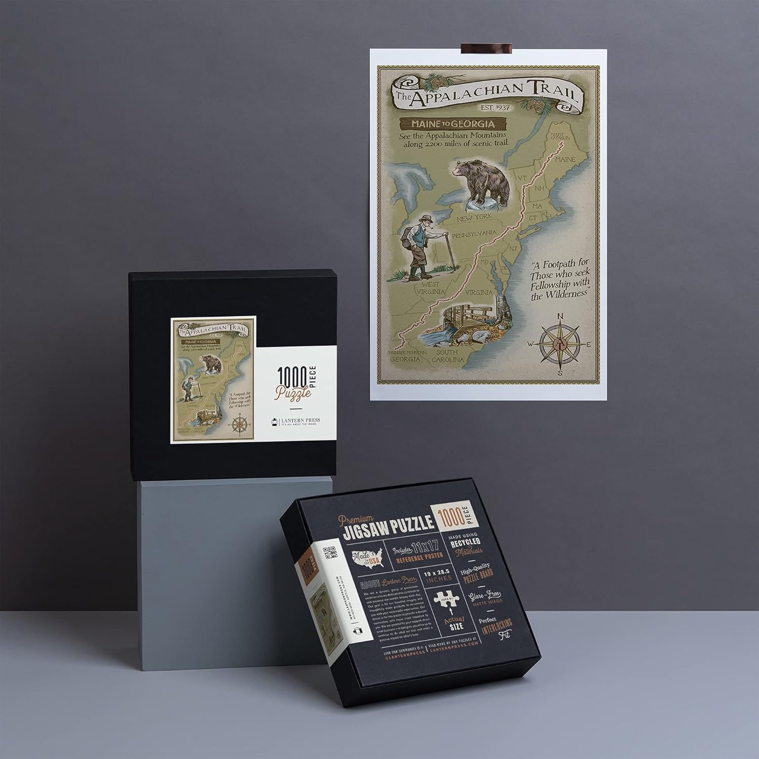 Amazon Com Appalachian Trail Map Premium 1000 Piece Jigsaw Puzzle For Adults 19x27 Made In Usa Toys Games