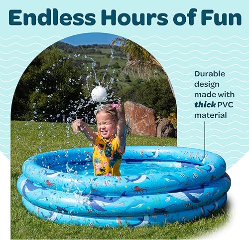 Miniatura 5 de Piscina inflable para niños pequeños, piscina redonda de plástico de 48 x 12 pulgadas, juego acuático al aire libre, juguetes para niños de 2, 3, 4