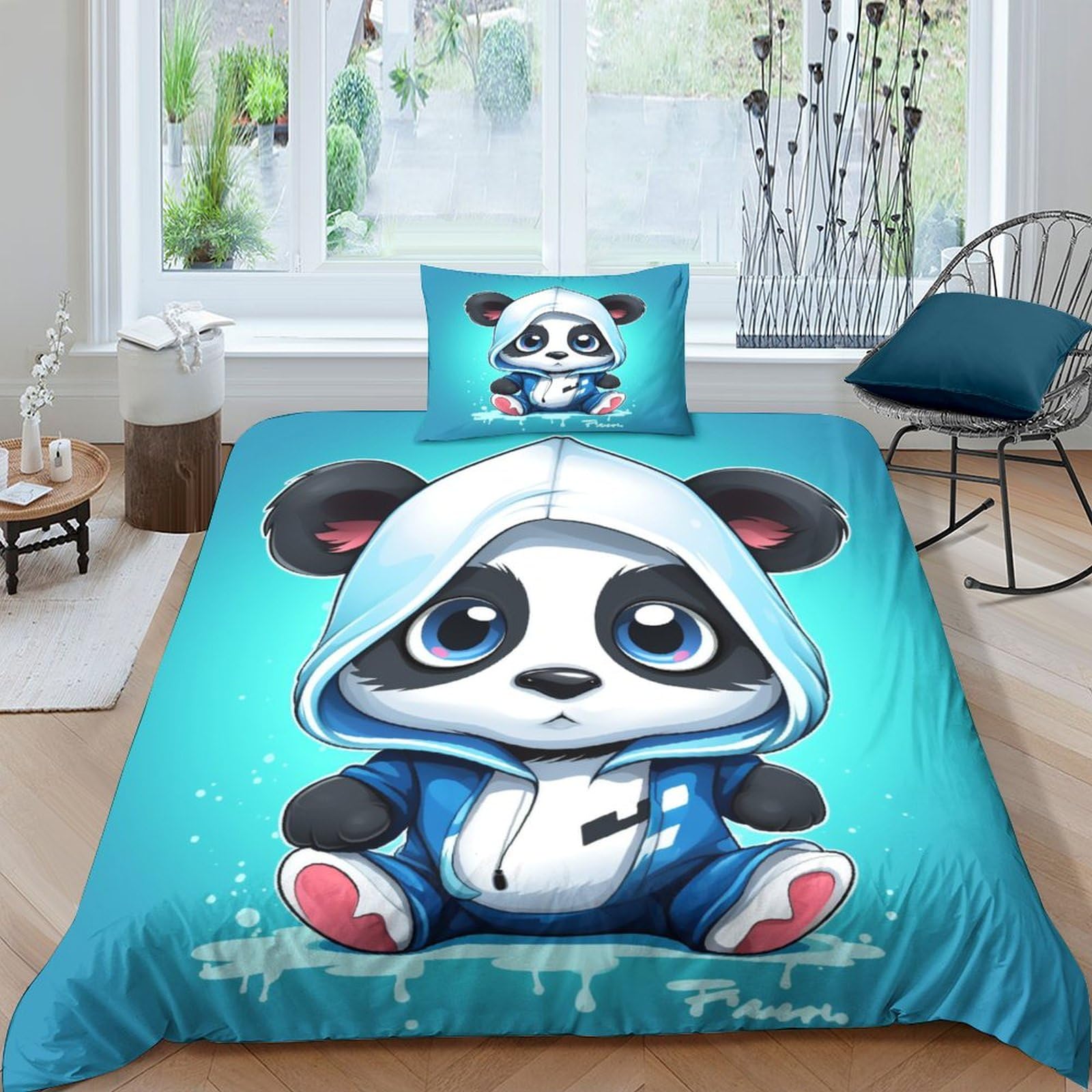 Housse de couette panda respirante pour éviter la transpiration nocturne des enfants