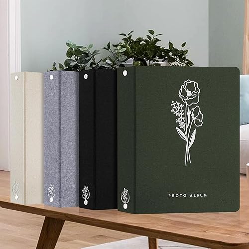 Miniatura 6 de Lanpn Álbum de fotos de 9 x 12 pulgadas, tapa dura de lino, sin ácidos, bolsillo de carga superior, libro de fotos con fundas que sostiene 52