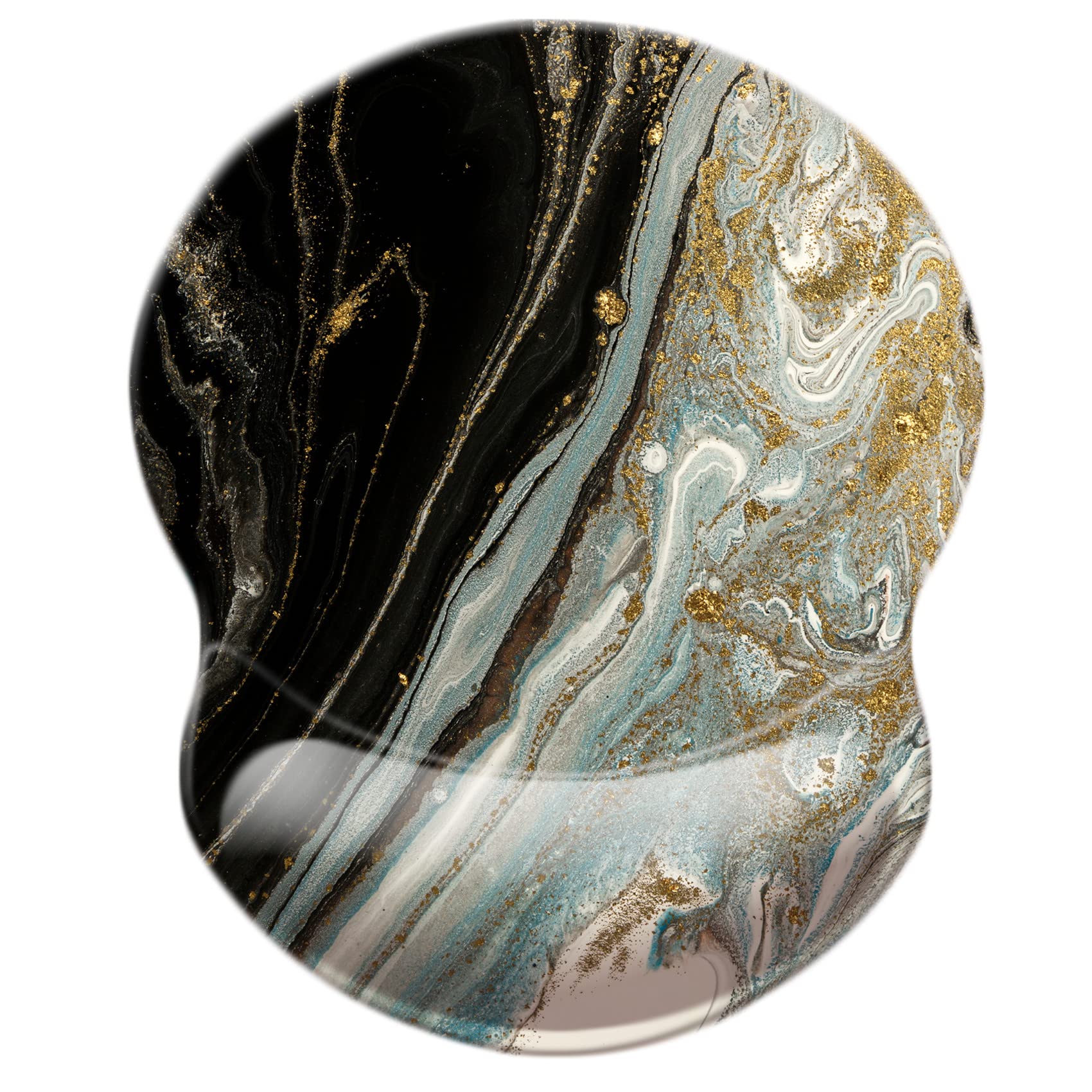 Mouse Pad with Wrist Support, Non Slip Mousepad Wrist Rest for Office, Computer, Laptop & Mac- Durable & Comfortable & Lightweight Ergonomic Support Mouse Mat (Black White Marble-Wrist)