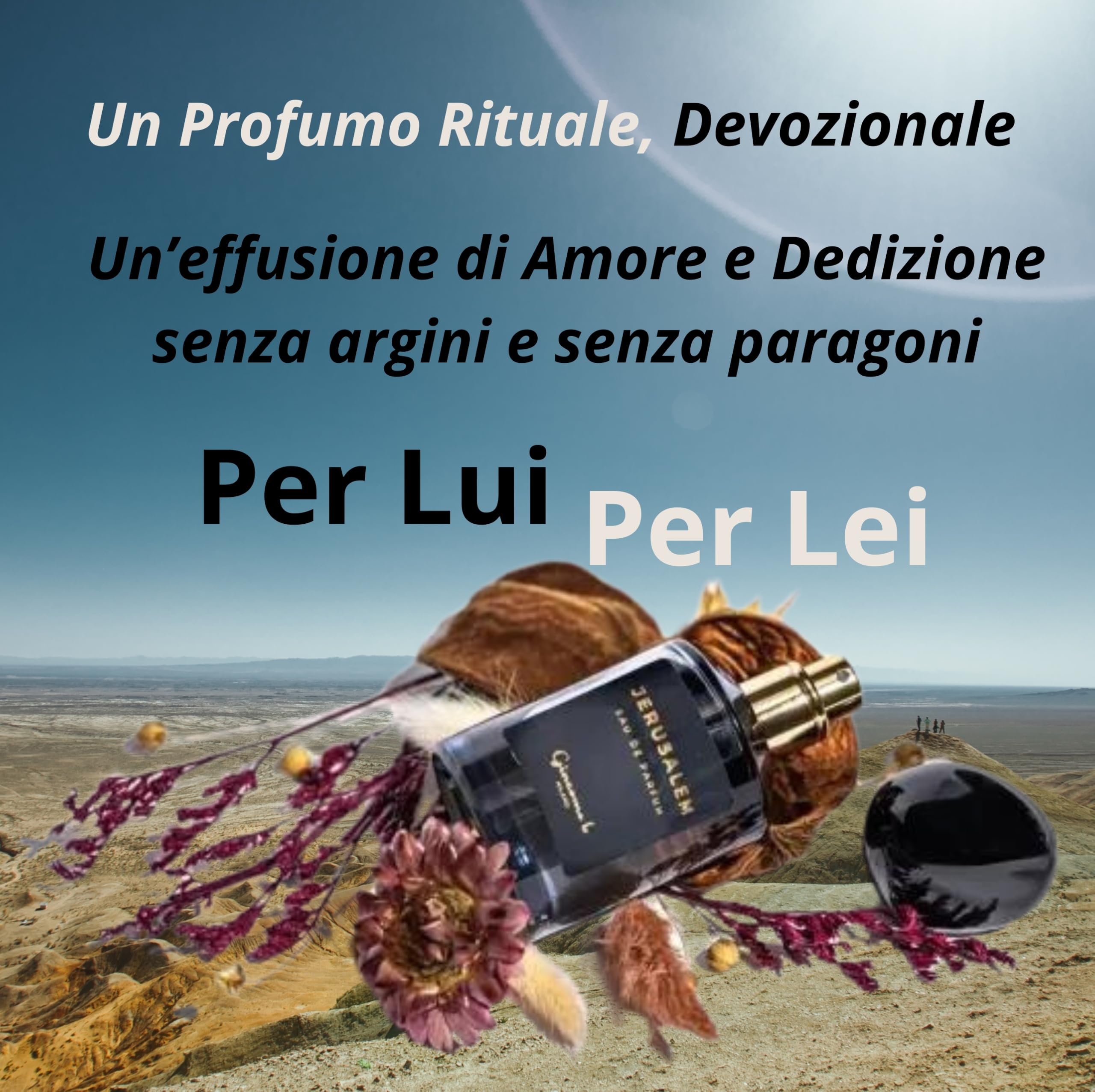 JERUSALEM Profumo Unisex Nardo Incenso Ambra 50ml | Fragranza Spirituale Aromaterapia | Eau De Parfum Rilassante Personale dalla Persistenza Leggera | Essenza di Amore e Devozione | Made in Italy