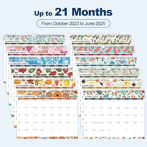 Miniatura 2 de SUNEE Calendario 2024-21 meses (estacional), ahora a junio de 2025, 14.5 x 11.5 pulgadas, calendario de pared y escritorio para colgar