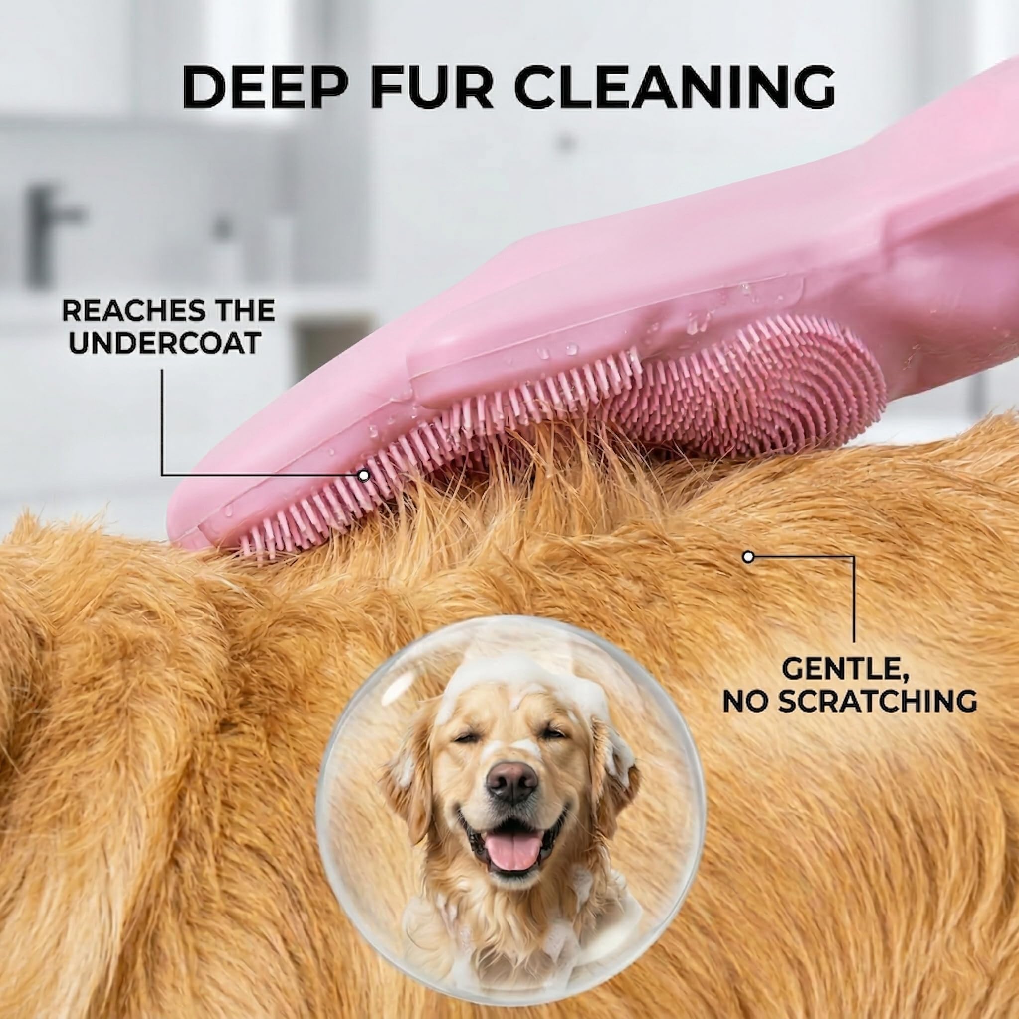 NVNAN Hundewaschhandschuhe, Badebürste für Hunde, Badehandschuhe, Shampoo-Bürste, Haustierpflege-Handschuhe, Katzenpflege-Zubehör, 1 Paar, Rosa