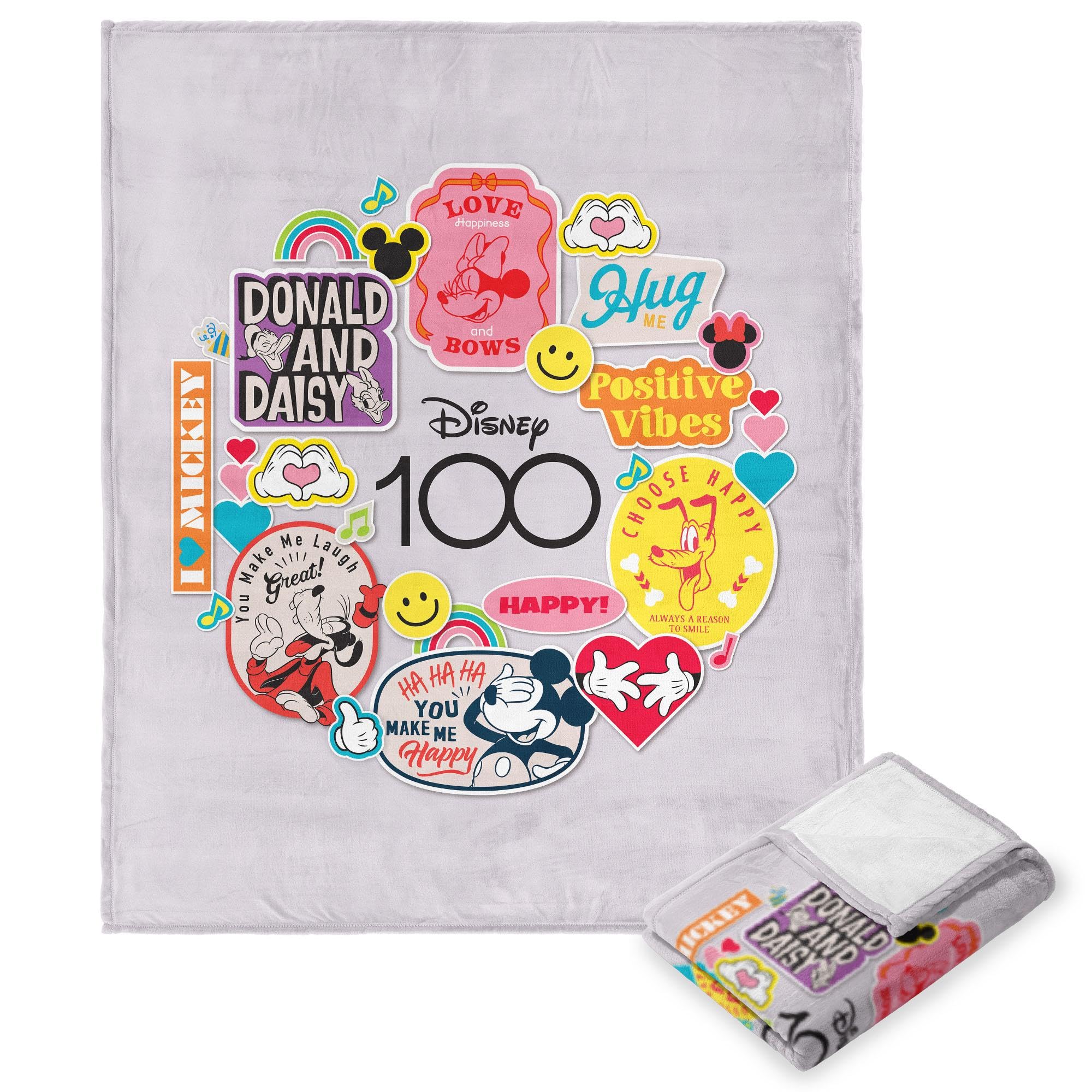 Northwest Disney 100 Silk Touch Throw Blanket, 50" x 60", Positive Vibes
