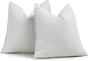 ZWJD Cream Pillow Covers 22x22 Set of 2 Chenille Throw Pillow Covers with Elegant Design Soft and Luxurious Decorative Throw Pillows for Couch, Bed, and Home Decor