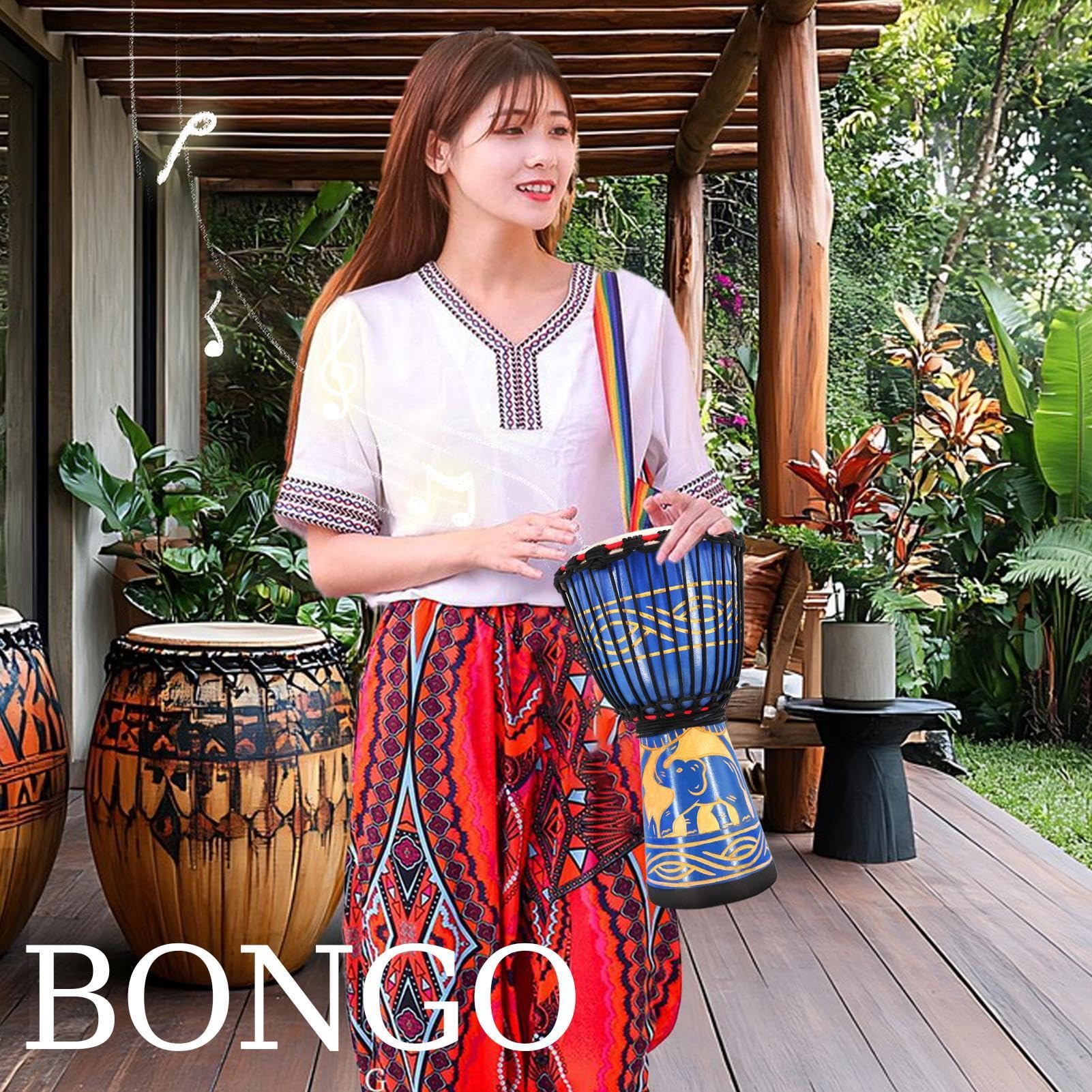 Drum bongo, tamburi bongo adulti Drum a mano ispirato a mano da 8 pollici
