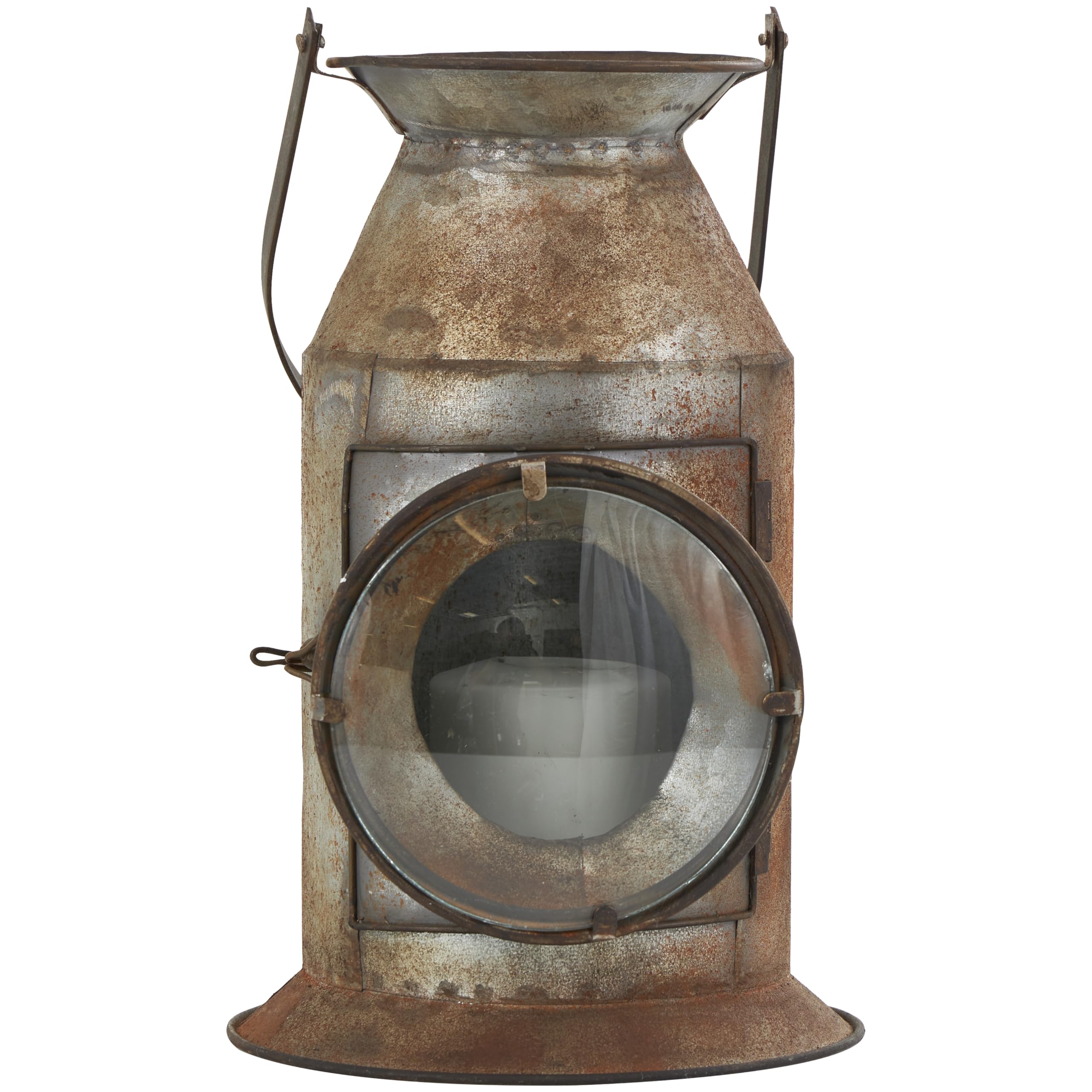 Deco 79 Metal Candle Lantern, 8" x 8" x 19", Gray
