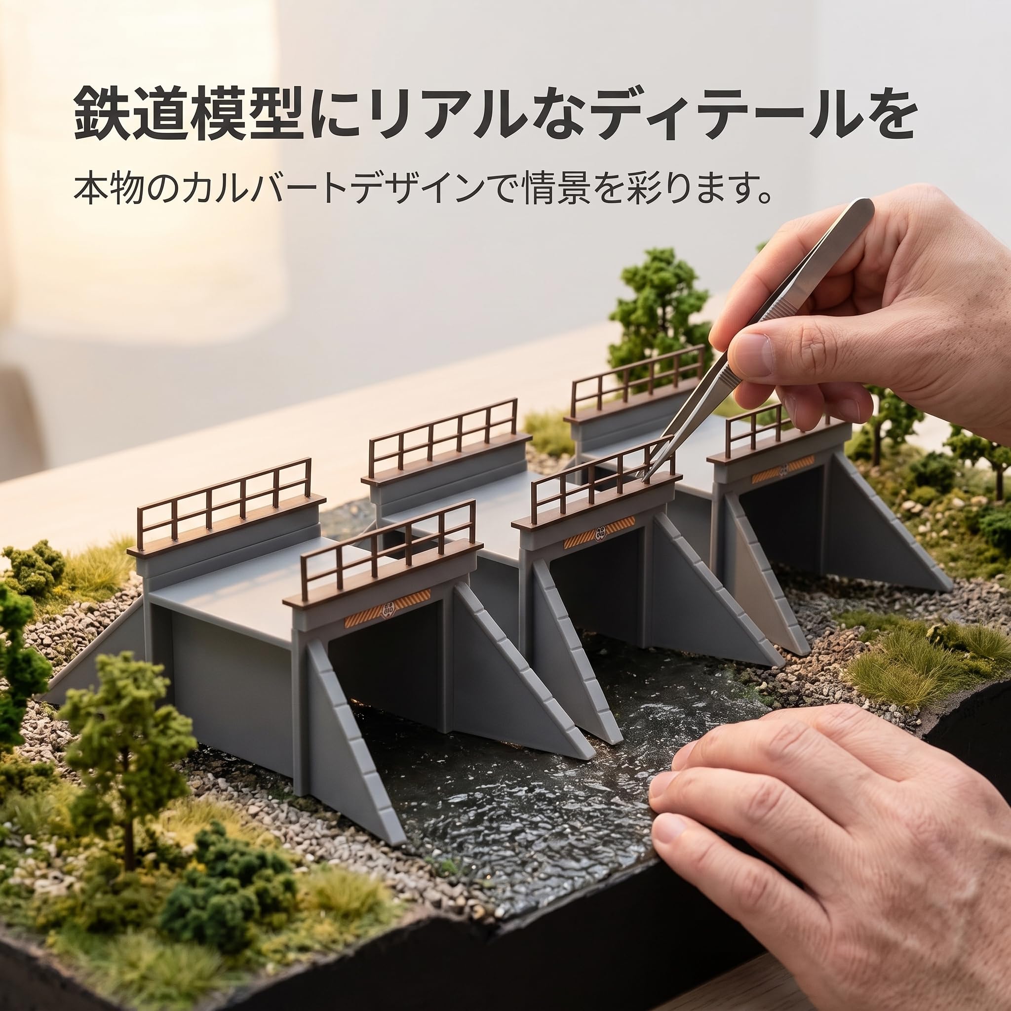 Kit Culvert per Diorama Ferroviario 1:87, Accessorio per Modellismo Ferroviario, train model scene, Doppio binario grande