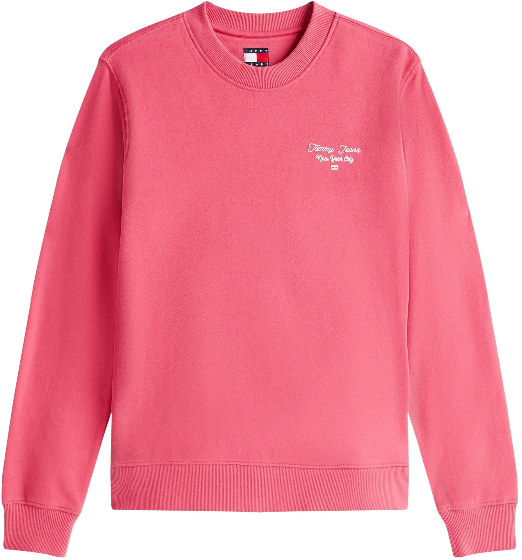 Tommy Jeans Donna Felpa Logo in Cotone, Rosso (Vintage Cerise), 1XL