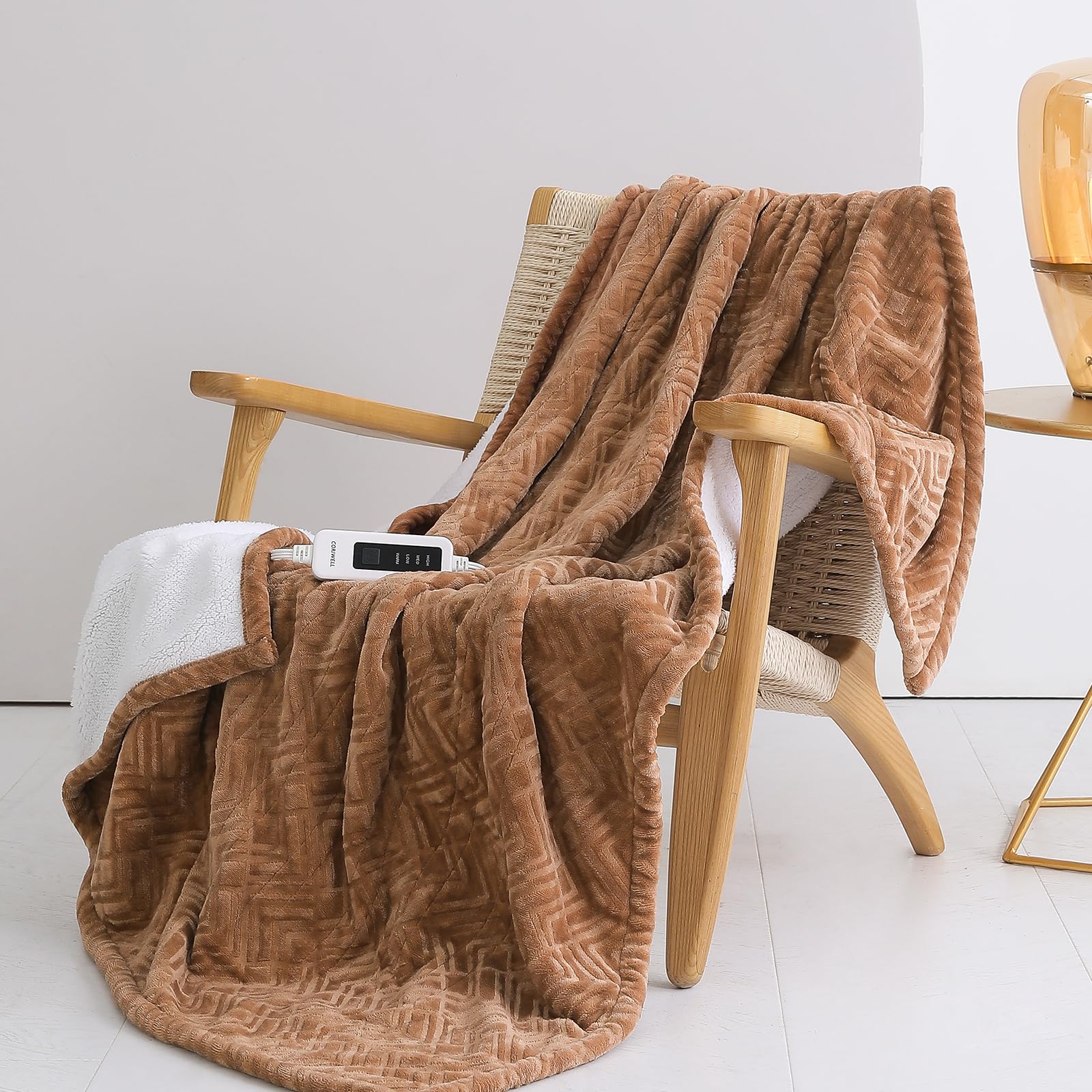 Amazon.com: CORIWELL Heated Throw Electric Blanket - 50 x 60 Flannel  Velvet Heat Blanket for Office - 4 Heating Setting Bed Soft Warming Blanket  with 3 Hours Auto Shut Off, Machine Washable (