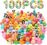 DMSKY 100 Pack Assorted Rubber Ducks Bulk - Jeep Ducking, Baby Bath Toys, Kids Pool Party Favors & Gifts