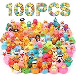 100 Pack Rubber Ducks in Bulk, Assorted Duckies for Jeeps Ducking, Rubber Duckies for Baby Bath Toys, Kids Bath Pool Toys Birthday Gifts Party Favors
