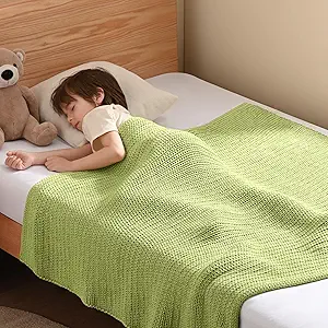 Guohaoi Knitted Weighted Blanket Kids (Light Green 36"x48" 5lbs) No Beads Cooling Heavy Blanket, Home Decor Breathable Chunky Knit Throw Blanket for All-Season Use