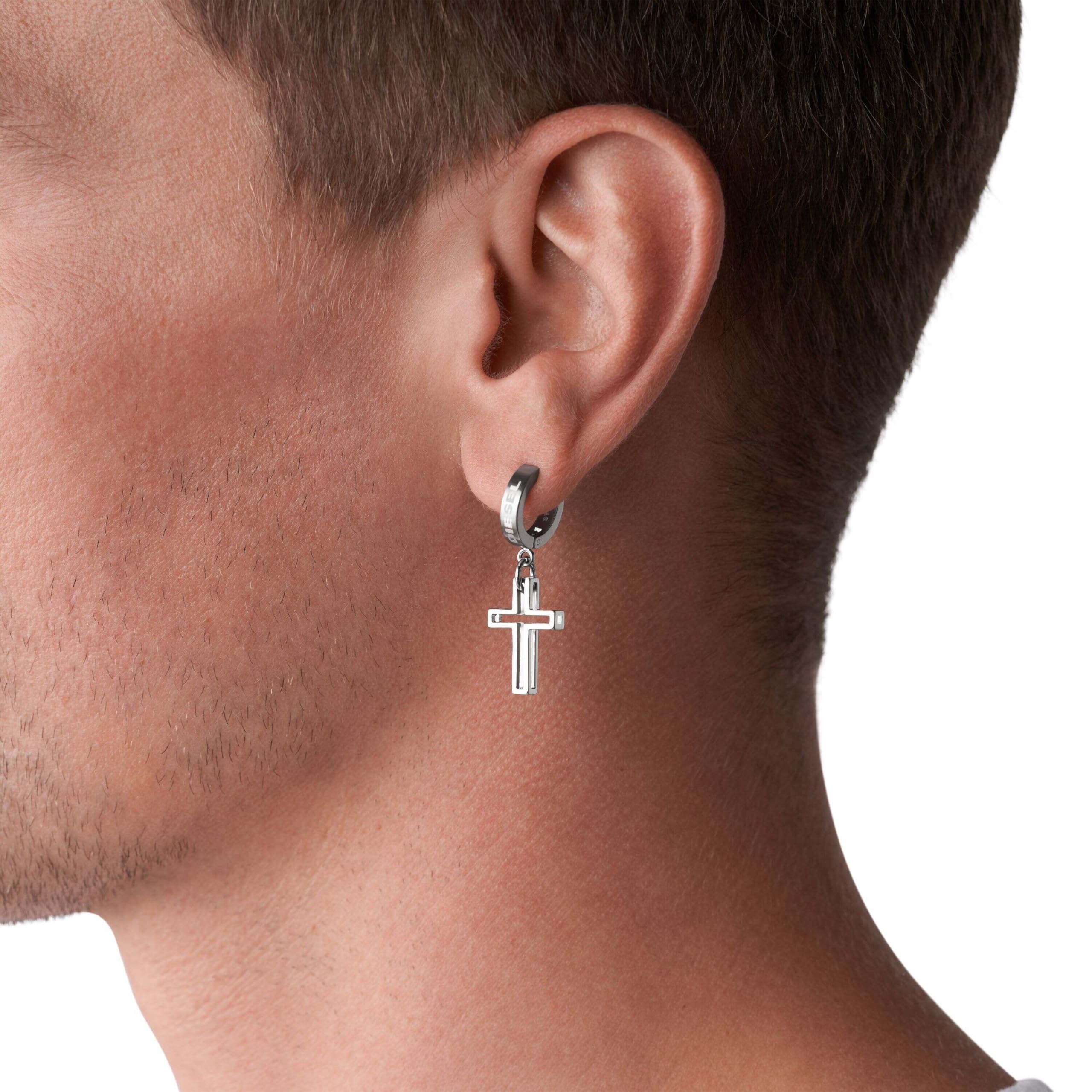 Diesel Herren Edelstahl mit Ringverschluss Ohrringe
