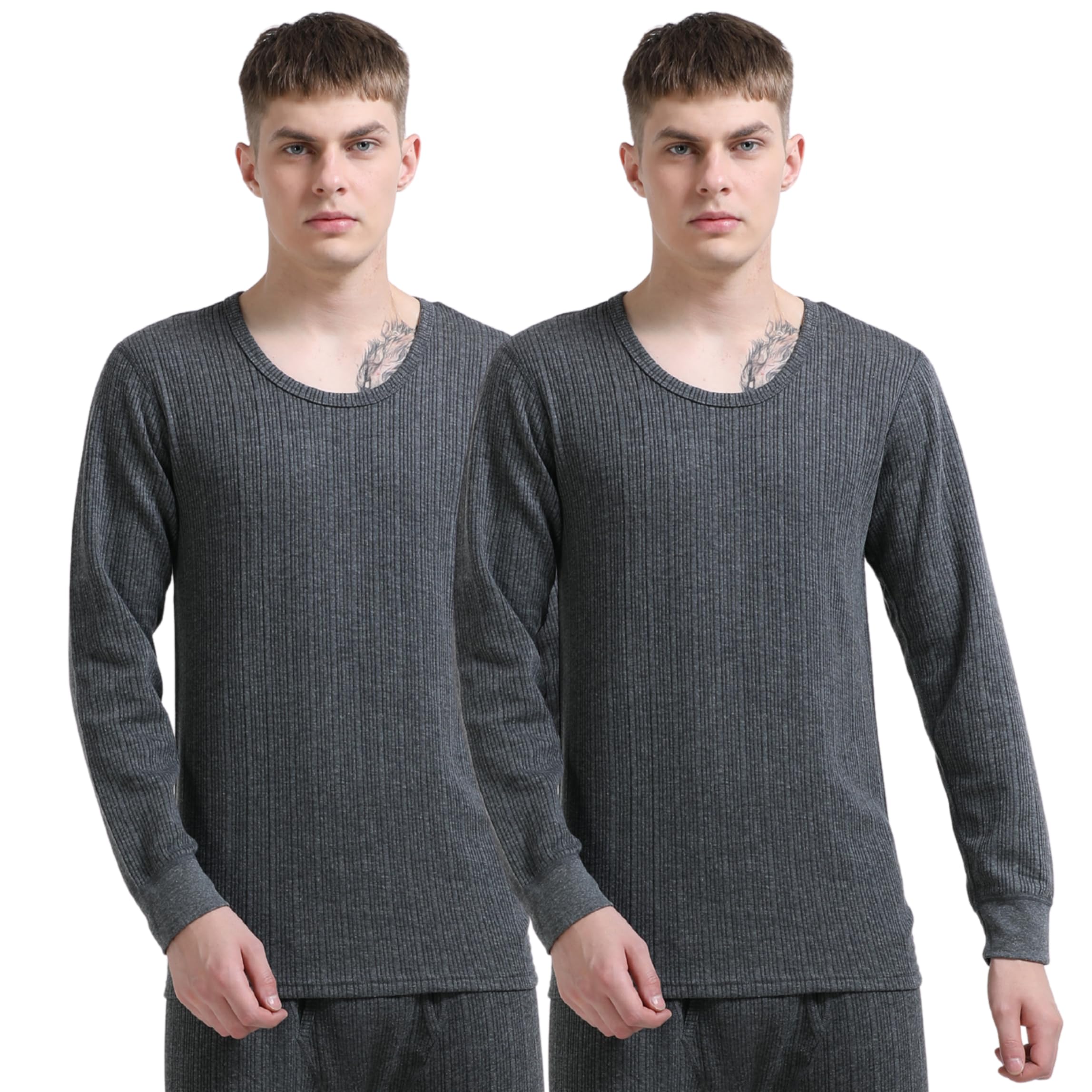 crystal Men’s Thermal Top– Charcoal Melange, Ultra Soft, Warm & Comfortable Winter Wear Pack of 2-picture-24