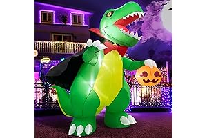 MICOCAH 6 FT Outdoor Dinosaur Outdoor Decor Wearing Vampire Cloak & Holding...