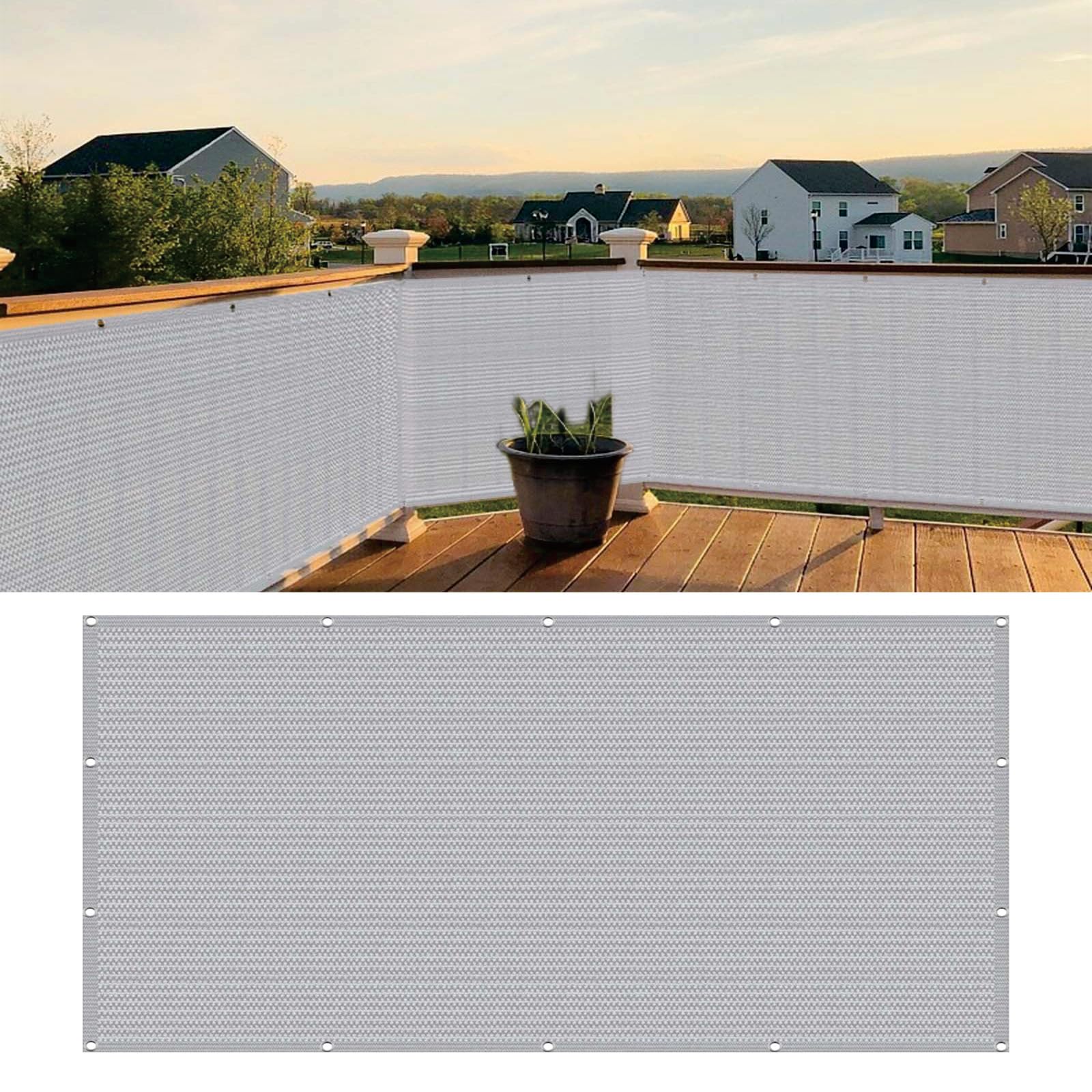 Frangivisto Balcone 80 x 1080 cm HDPE Antistrappo Protezione Traspirabilità Protezione UV 95% Privacy, Copertura Balcone Ringhiera con Fascette Occhielli pour Terrasse, Grigio Chiaro