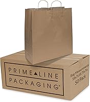 Vista 10 de Prime Line Packaging Bolsas de papel marrón con asas, bolsas de regalo grandes de estraza para pequeñas empresas, compras, tienda minorista