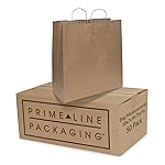 Prime Line Packaging Brown Paper Bags, Extra Large Shopping Bags with Handles for Small Business, Boutiques, Grocery, Retail Stores, Bulk, 18x7x18.75 50, Pack