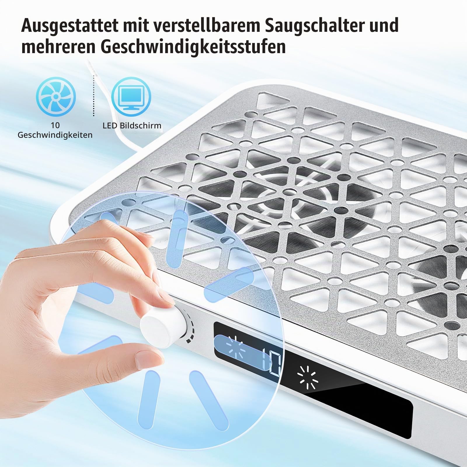 EBANKU Professioneller Nagelstaubsauger, Tragbarer 1600 PA Staubsauger, | 10 Geschwindigkeiten, Einweg-Filter (30 Stück), Leichter Nagelstaubsauger für Nagelstudio, Salon, Nageldesign & Maniküre