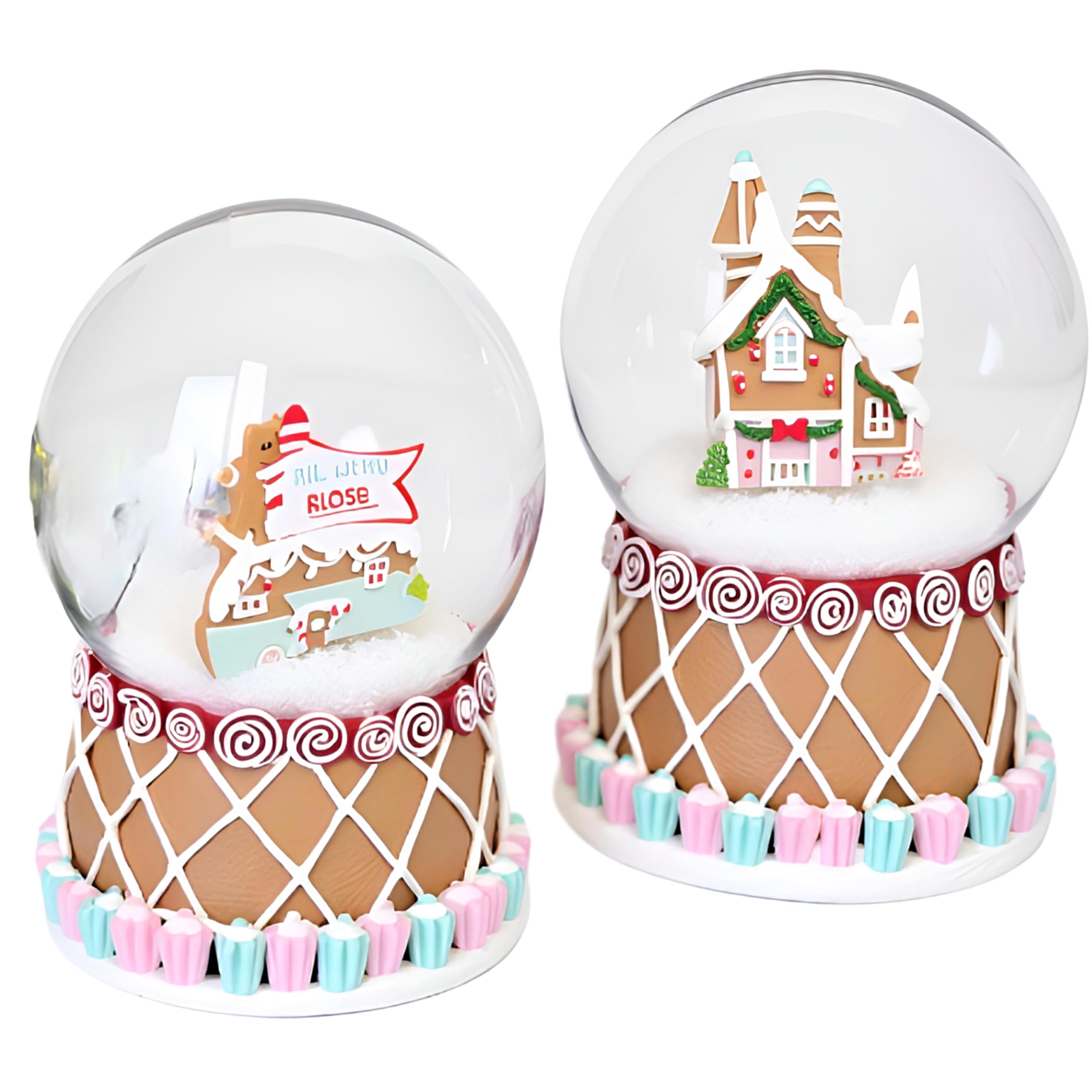 S/2 Christmas Snow Globe, 100mm Gingerbread Man Water Globe, Musical Santa Claus and SnowmanGlobes，Santa Snow ，