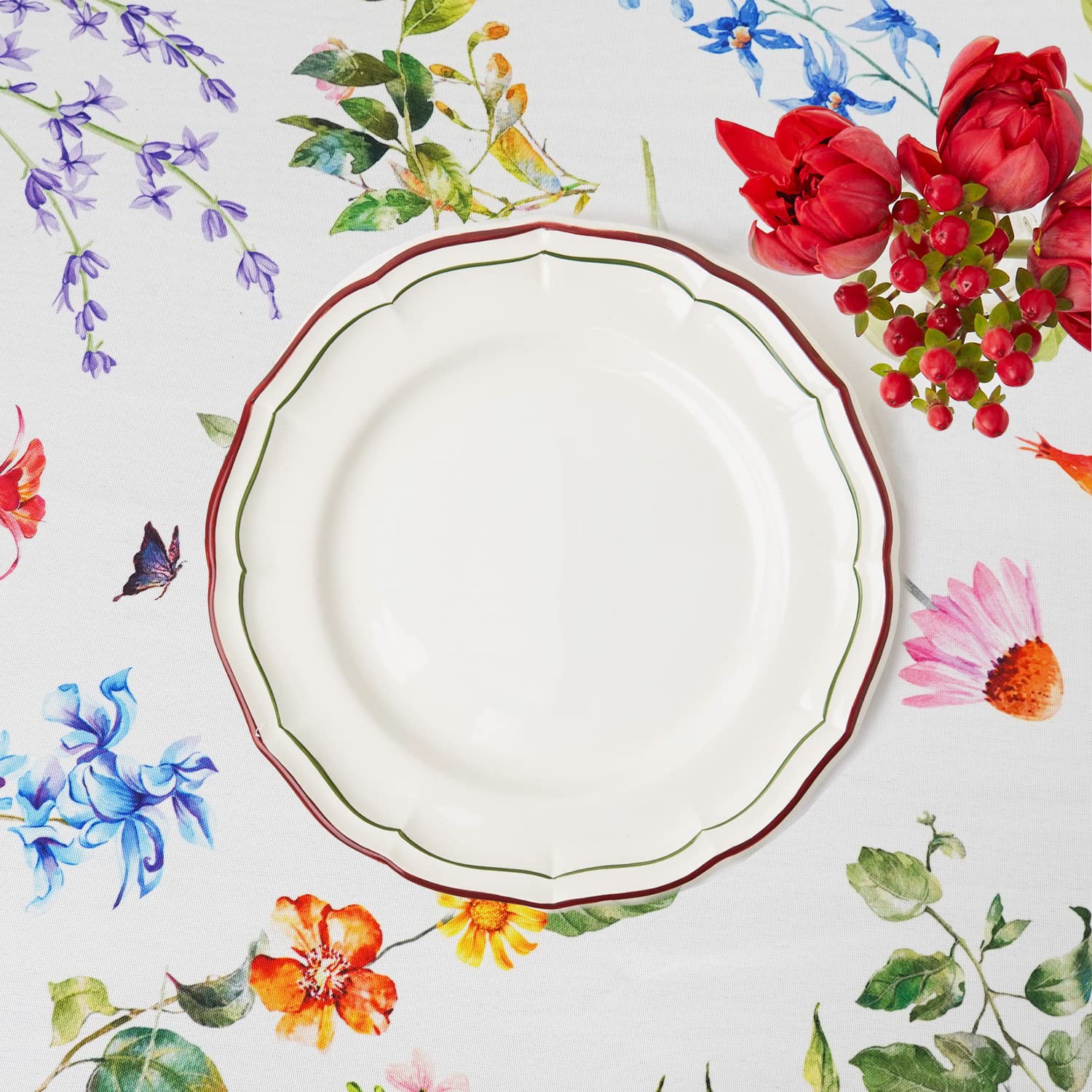 Bnejvif Spring Floral Oval Tablecloth - Modern Flower Pattern, Waterproof, Wrinkle Free, Durable for Oval Tables 54 x 72 in - Image 3