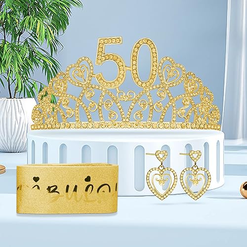 Miniatura 9 de Regalos geniales para cumpleaños 50, regalos geniales para mujer de 50 años, tiara de cumpleaños 50 para mujer, banda y corona de cumpleaños 50,