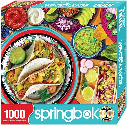 Miniatura 2 de Springbok Taco Table - Rompecabezas de 1000 piezas para adultos, tema de fiesta de tacos del Cinco de Mayo, ideal para noches de juego, tamaño