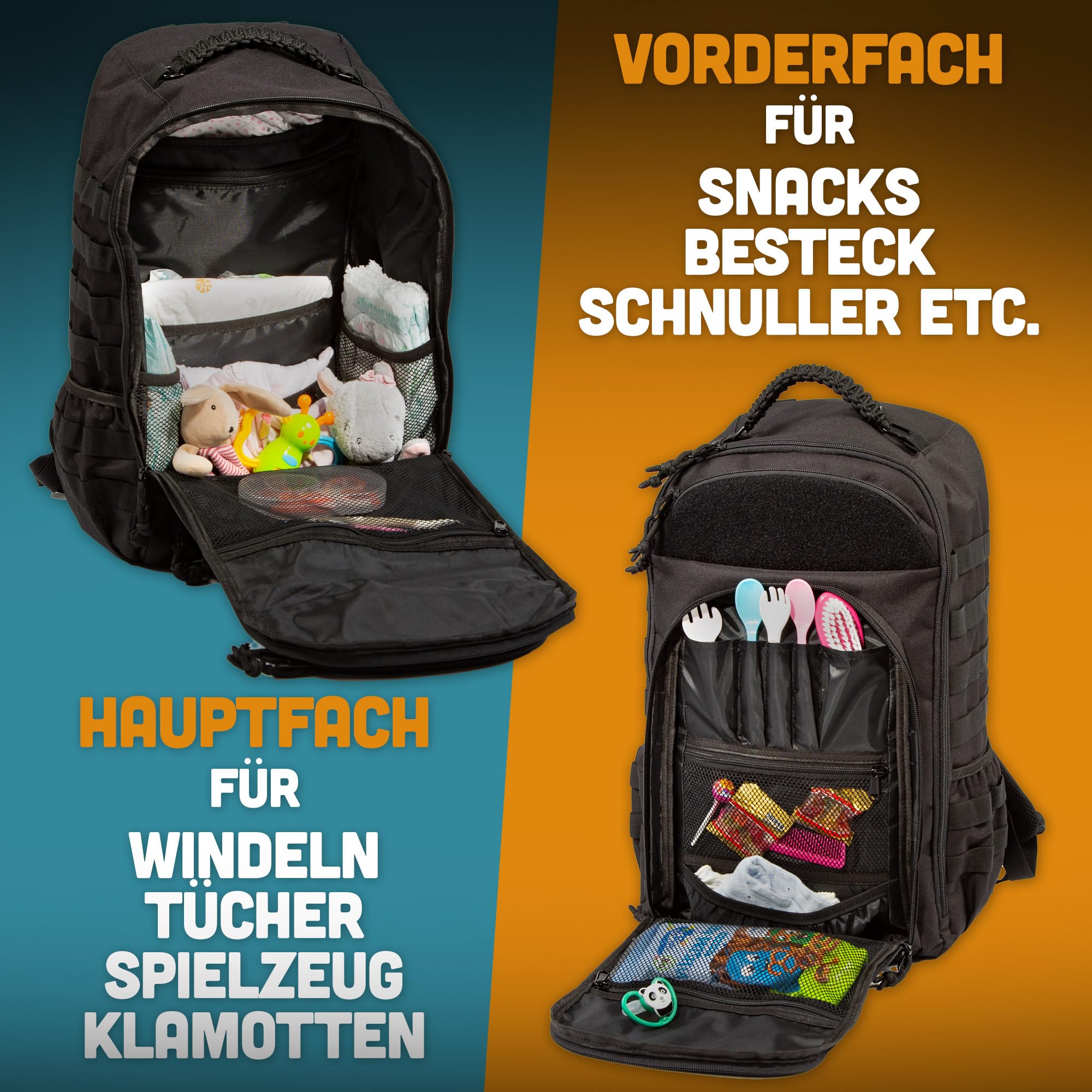 BIG Arnold Sac à dos à langer pour papas avec matelas à langer avec organiseur pour lingettes humides et organiseur pour accessoires | Ensemble complet, Noir , BIG ARNOLD