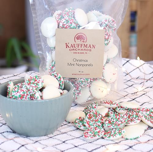 Miniatura 3 de Kauffman Orchards Caramelo de gotas de chocolate blanco menta de Navidad, bolsa de 14 onzas