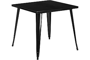 Toby Commercial Grade 31.75" Square Black Metal Indoor-Outdoor Table