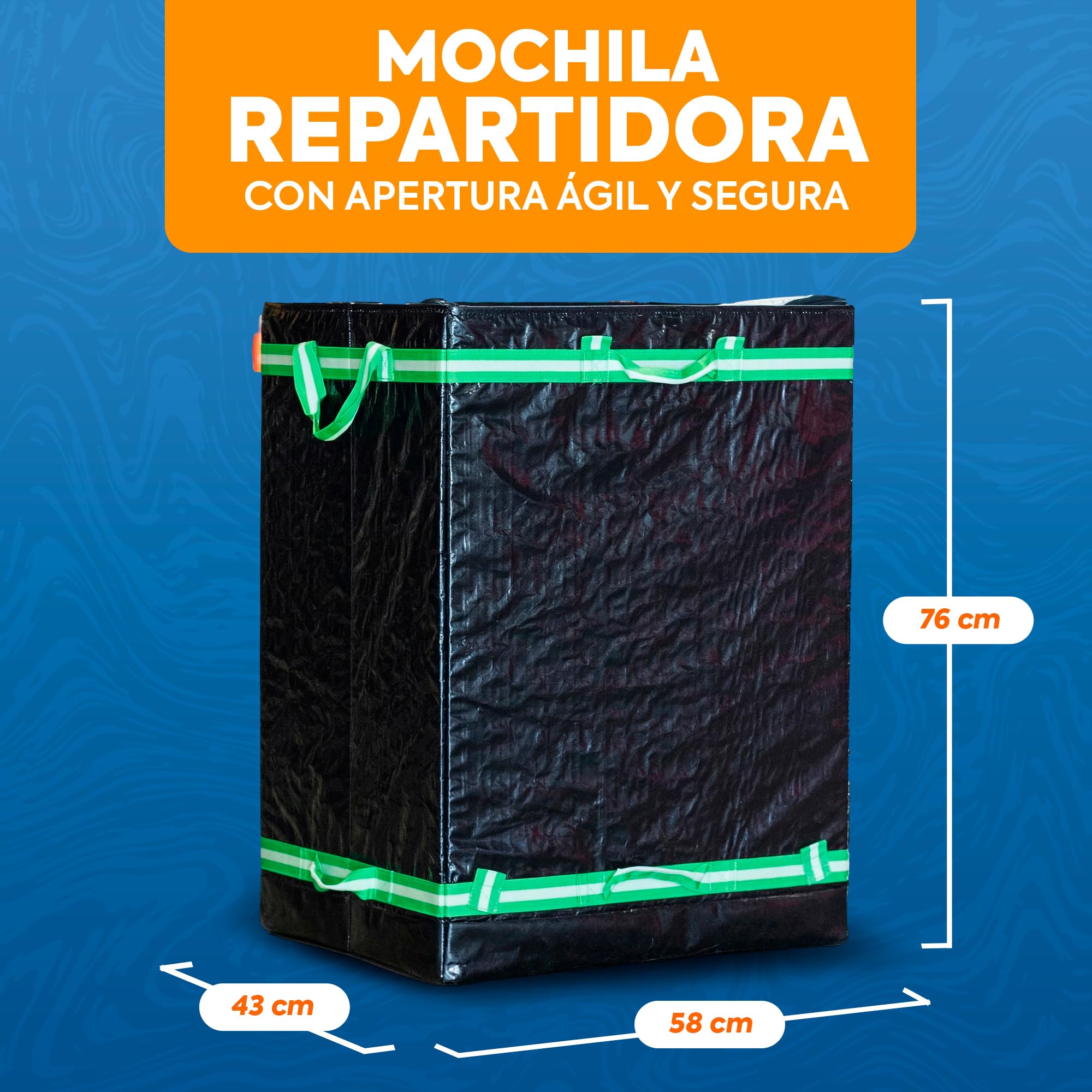 Mochila Repartidor - Mochila Delivery 190L de gran capacidad, impermeable y resistente, diseño plegable base rígida, ideal para reparto de comida, mensajería urbana y eventos profesionales