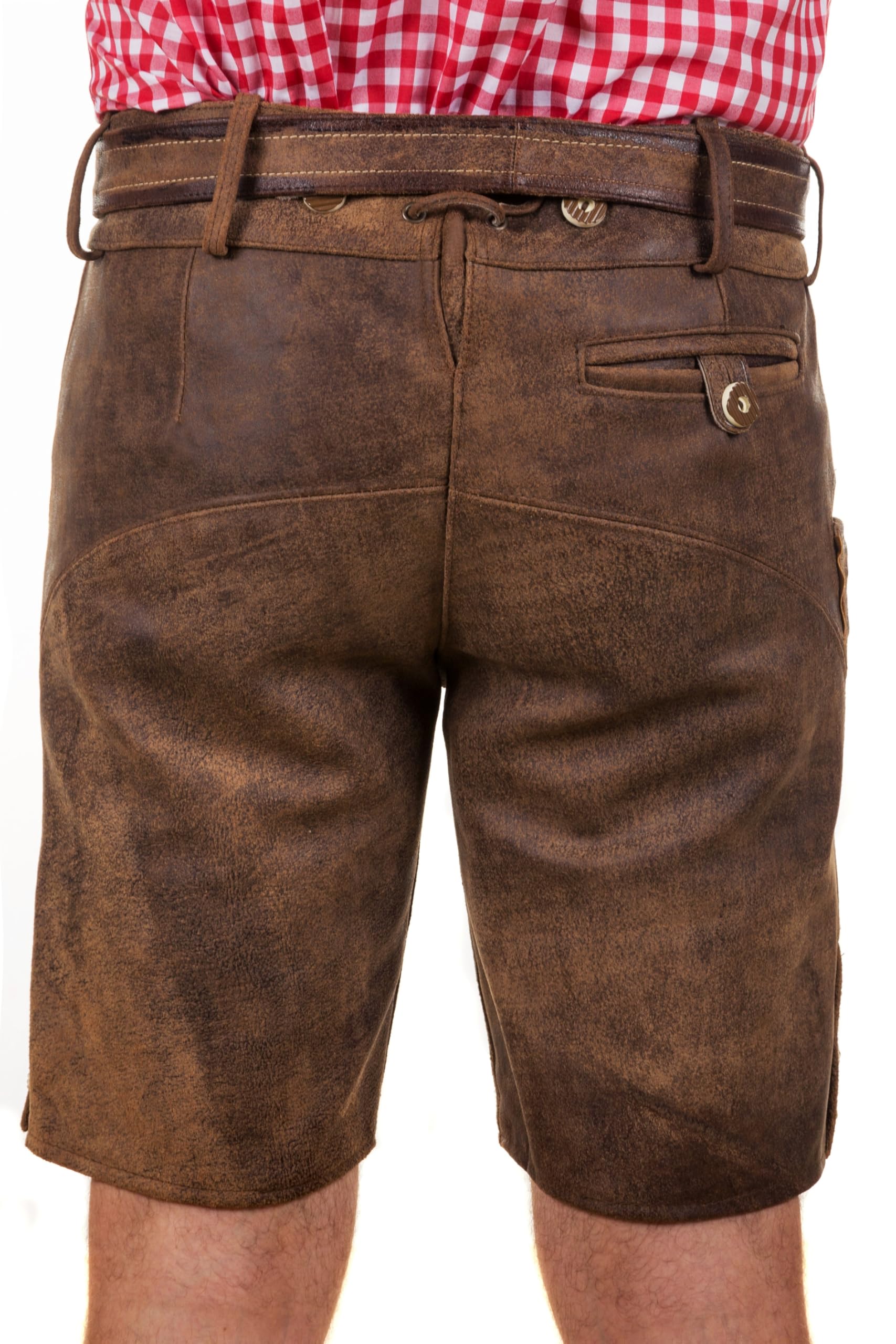 Edelnice Trachtenmode Bayerische Traditionelle Kurze Lederhose Thomas mit passendem Trachtengürtel Gr. 44-68