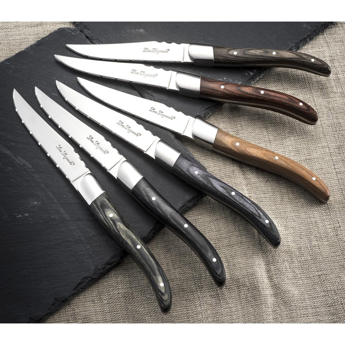 Lou Laguiole - Louis - Coffret 6 couteaux steak royal Noyer