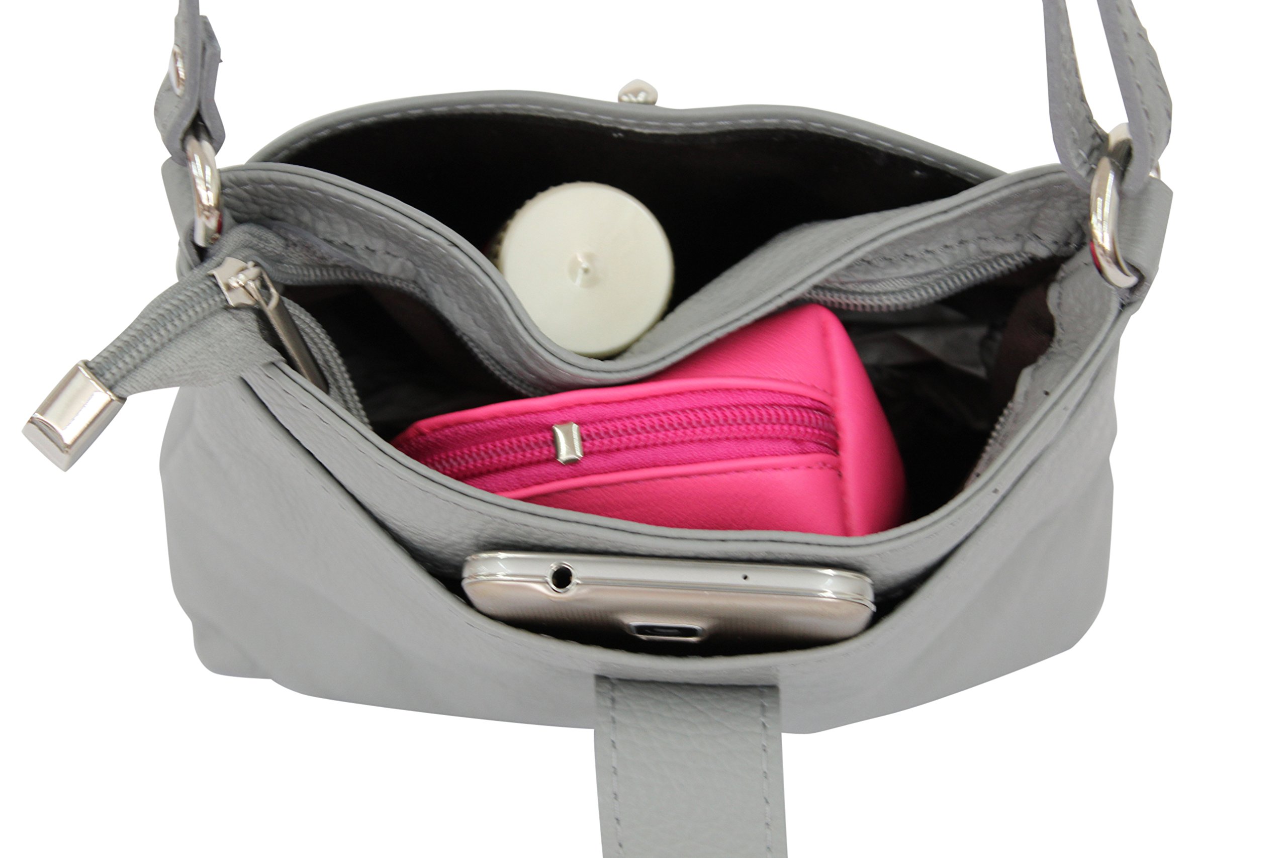 AMBRA Moda GL007 - Borsa a tracolla, borsa a spalla da donna in vera pelle
