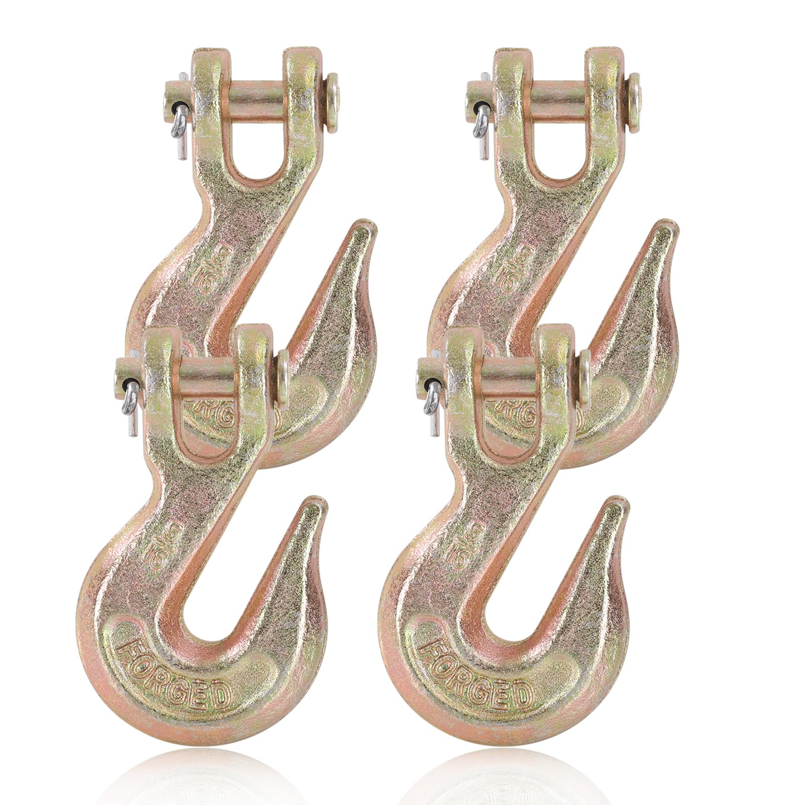 4 Pack 5/16" Heavy Duty Chain Hook, Grade 70 Forged Steel Clevis Grab Hook for 5/16" Transport Chain, Trailer Hook, Tow Hook 5400 Lbs Working Load