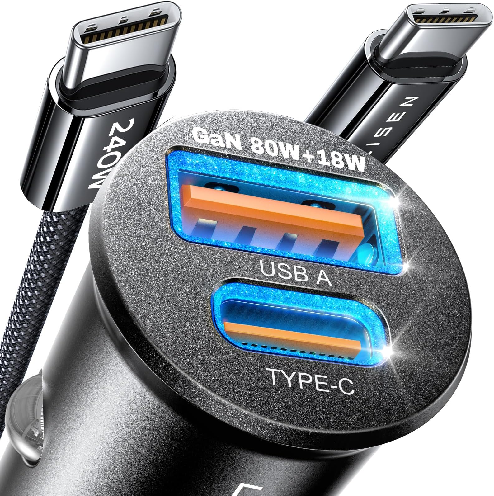 Amazon.com: LISEN for iPhone 16 Car Charger Fast Charging [80W+18W GaN ...